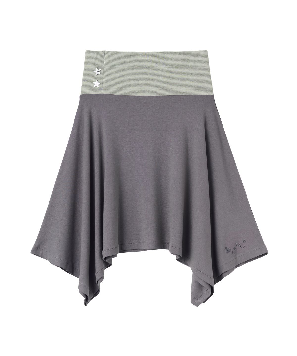 아메스 월드와이드(AMES-WORLDWIDE) BUTTON STRIPE UNBALANCE SKIRT CHARCOAL