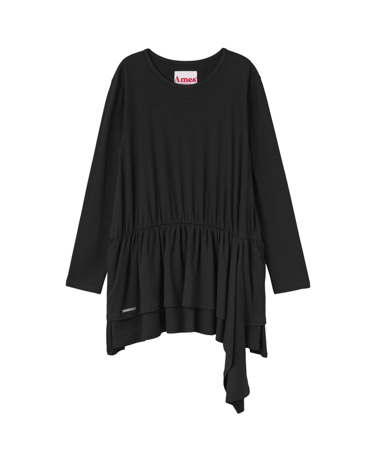아메스 월드와이드(AMES-WORLDWIDE) JERSEY SHIRRING LAYERED DRESS BLACK
