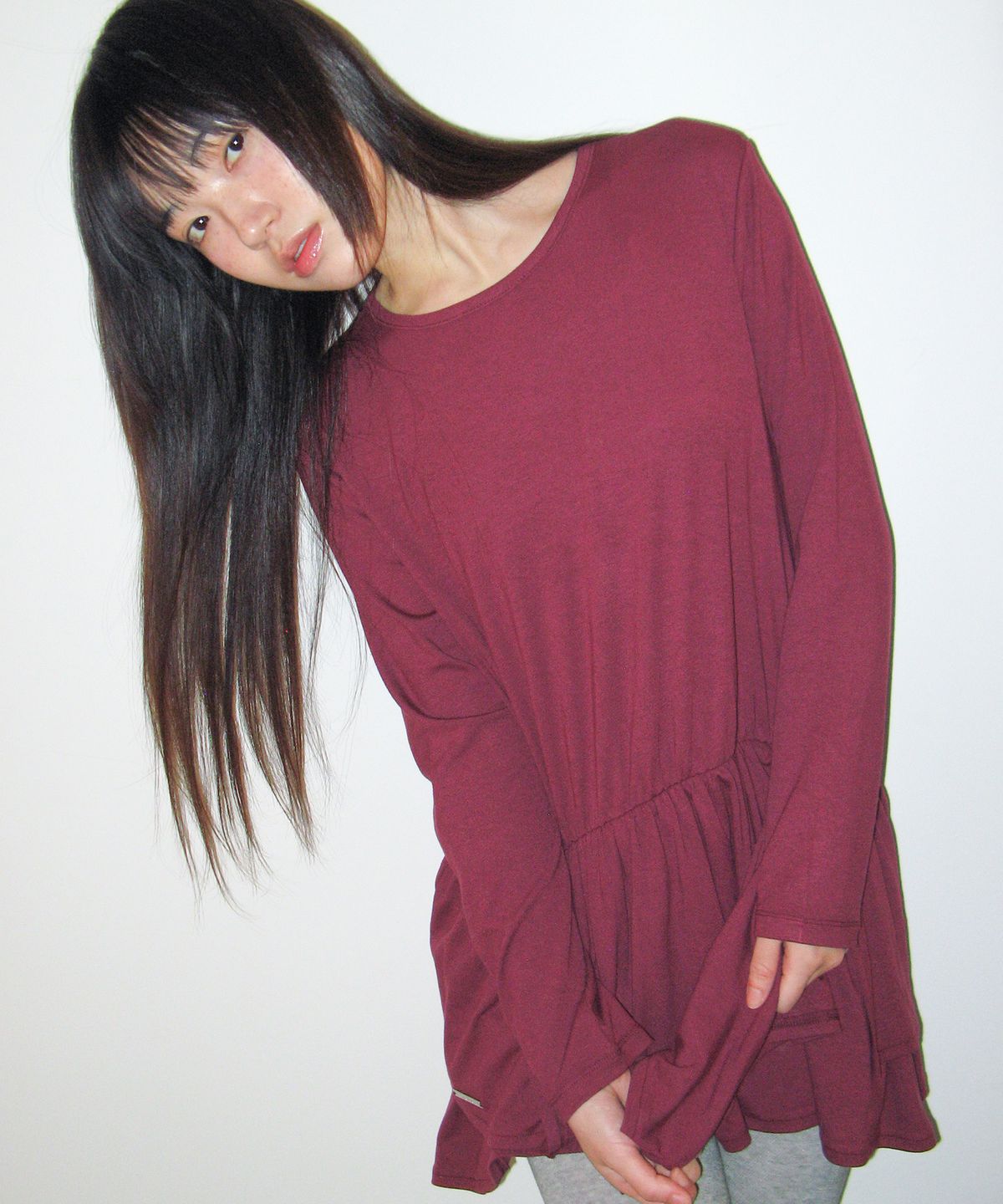 아메스 월드와이드(AMES-WORLDWIDE) JERSEY SHIRRING LAYERED DRESS PURPLE