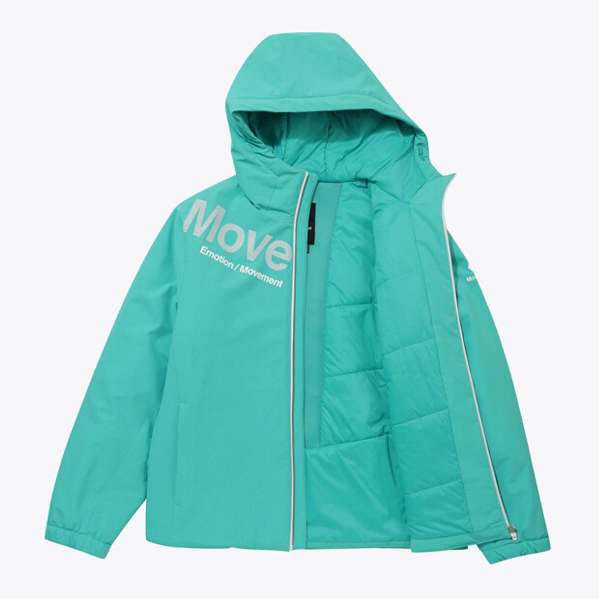 무브스포츠 바이 데상트(MOVESPORT BY DESCENTE) 하이브리드 패딩 후드형 자켓 민트 VS121EPD12