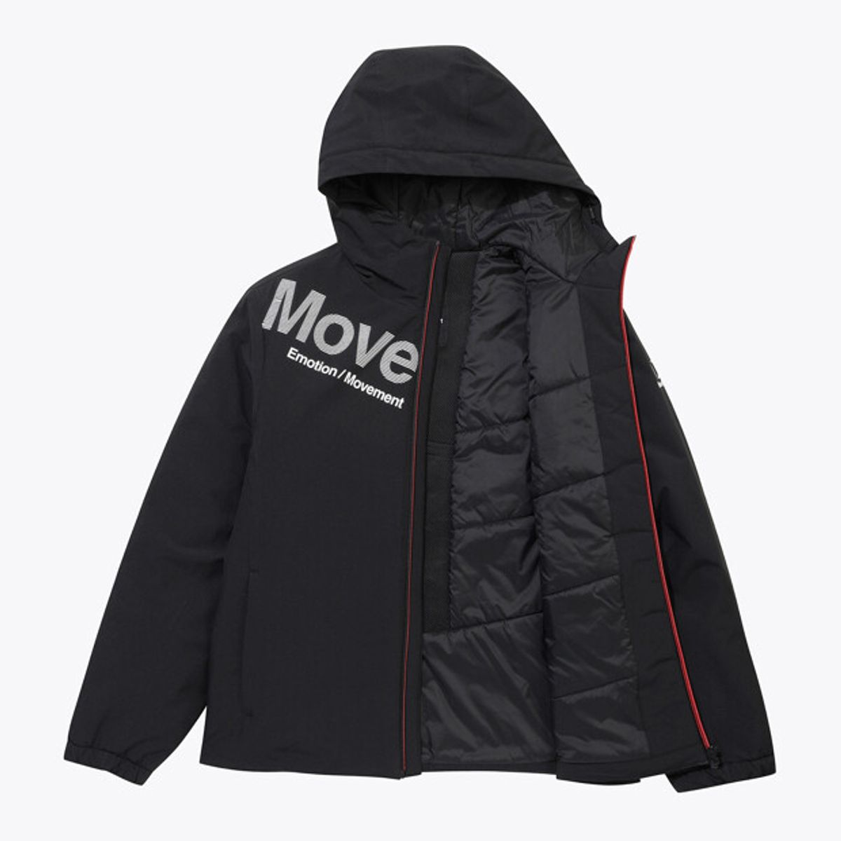 무브스포츠 바이 데상트(MOVESPORT BY DESCENTE) 하이브리드 패딩 후드형 자켓 블랙 VS121EPD12