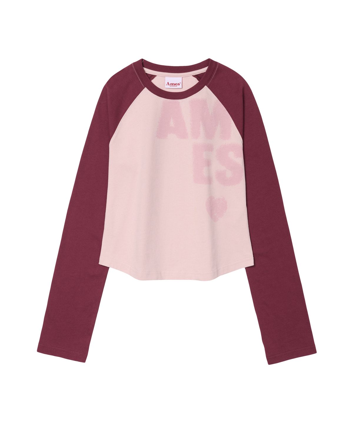 아메스 월드와이드(AMES-WORLDWIDE) BOLD TYPO ROUND HEM LS TEE PINK