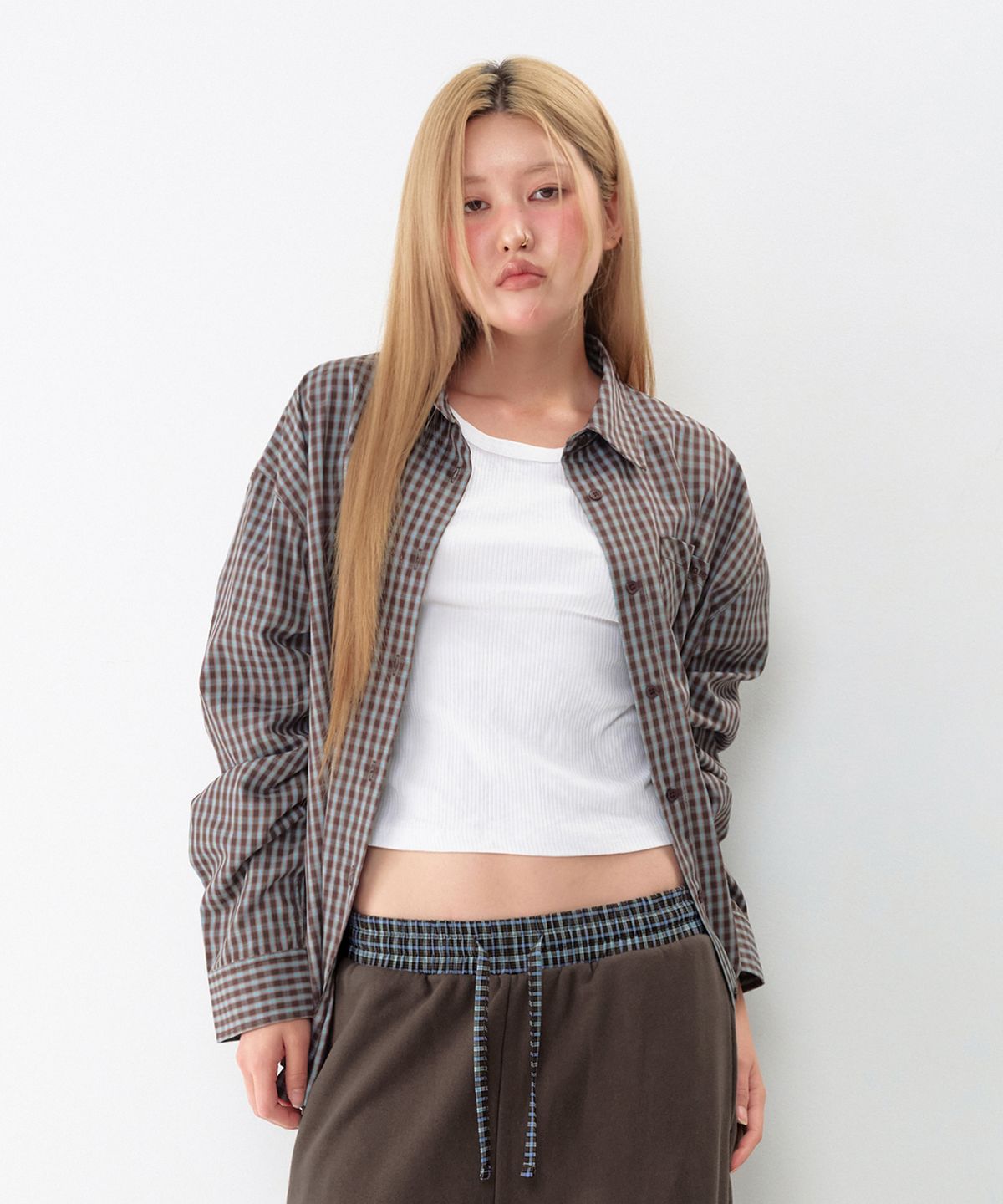 아메스 월드와이드(AMES-WORLDWIDE) 52 CHECK SHIRTS BROWN