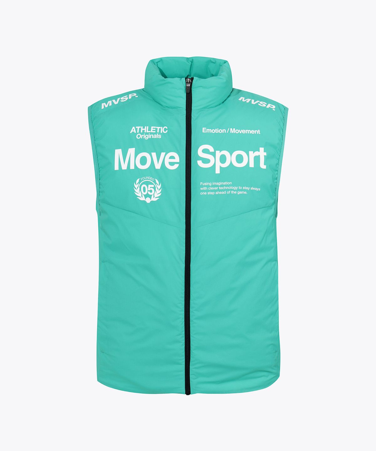 무브스포츠 바이 데상트(MOVESPORT BY DESCENTE) 워딩 그래픽 패딩 베스트 민트 VS121EPV11