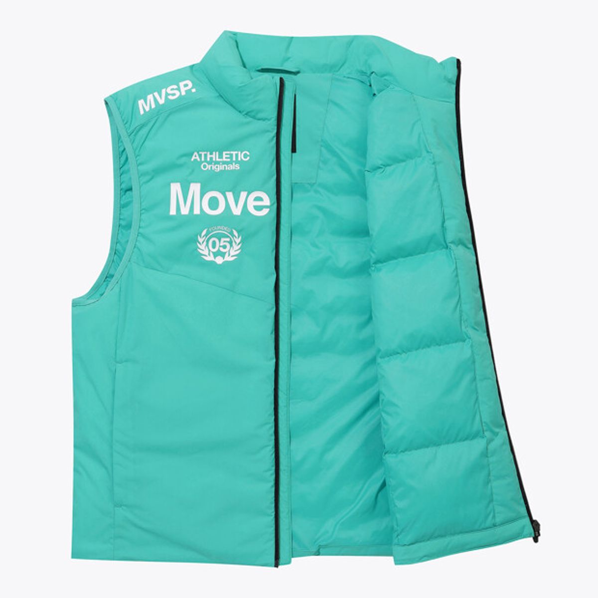 무브스포츠 바이 데상트(MOVESPORT BY DESCENTE) 워딩 그래픽 패딩 베스트 민트 VS121EPV11