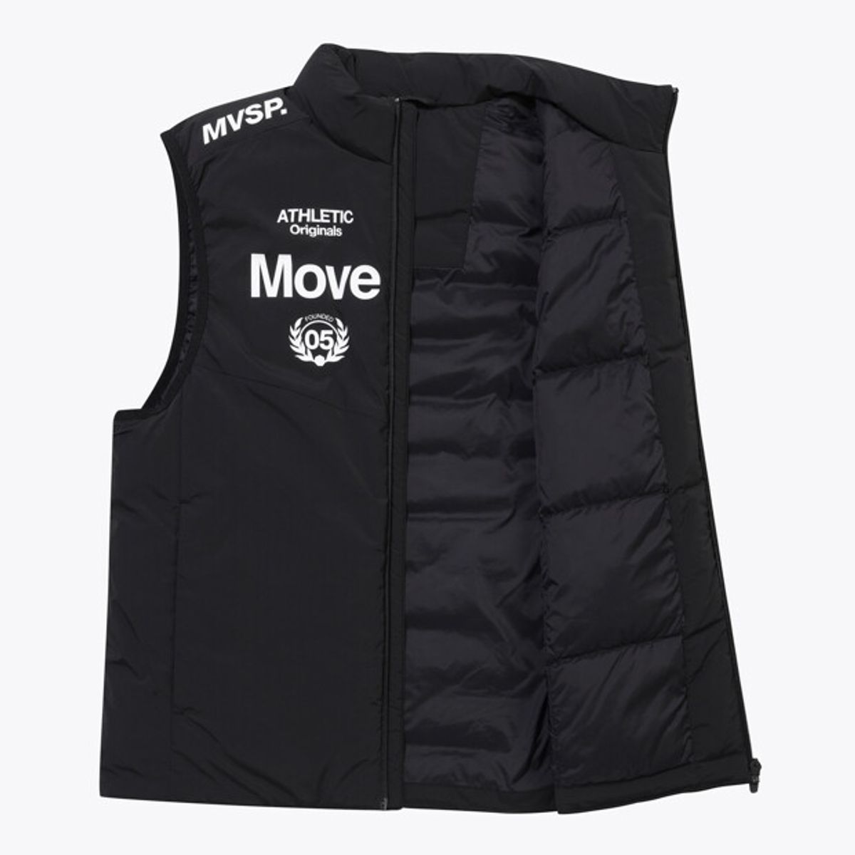 무브스포츠 바이 데상트(MOVESPORT BY DESCENTE) 워딩 그래픽 패딩 베스트 블랙 VS121EPV11