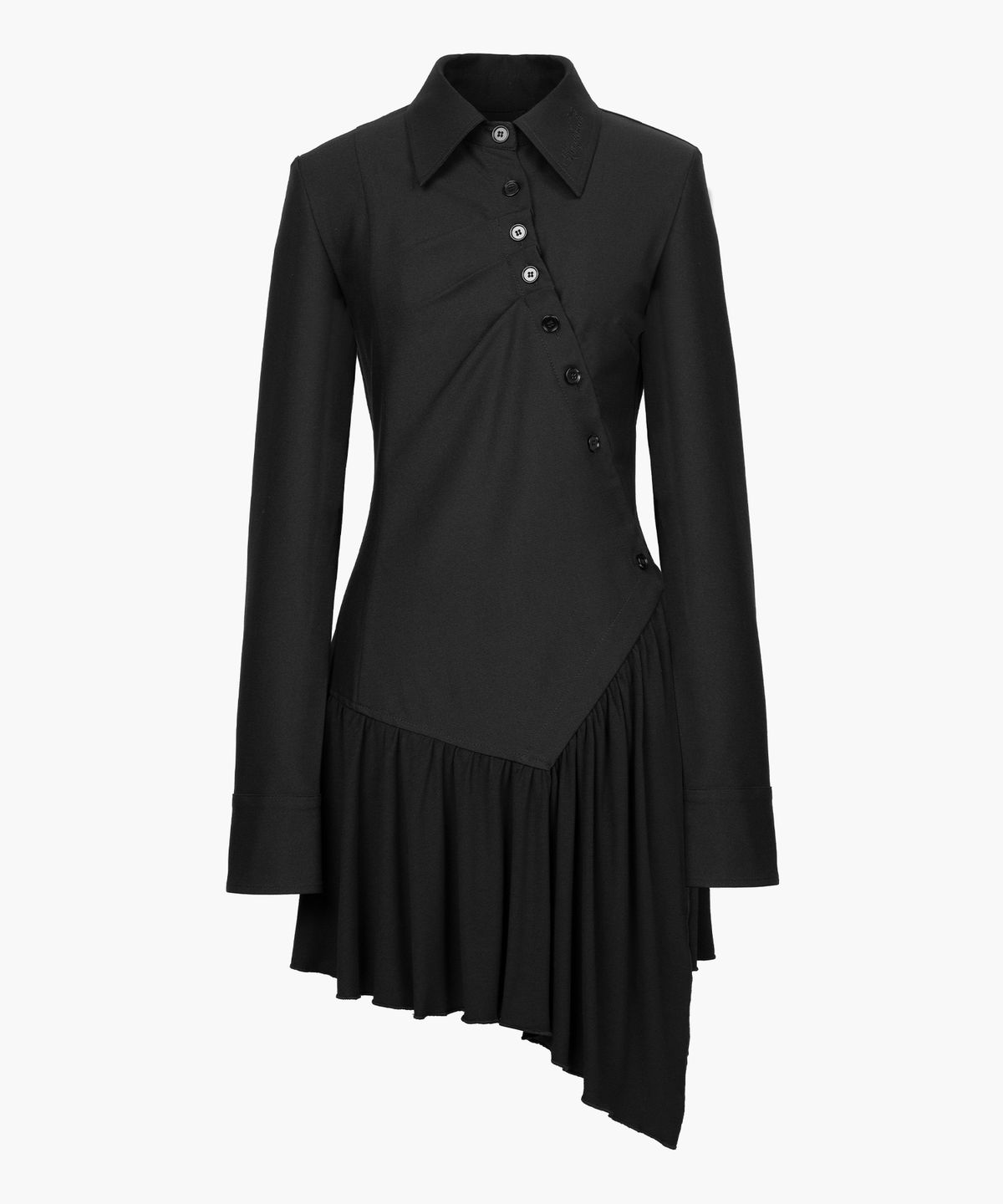 러프넥(ROUGHNECK) Diagonal Pleated Shirt Dress