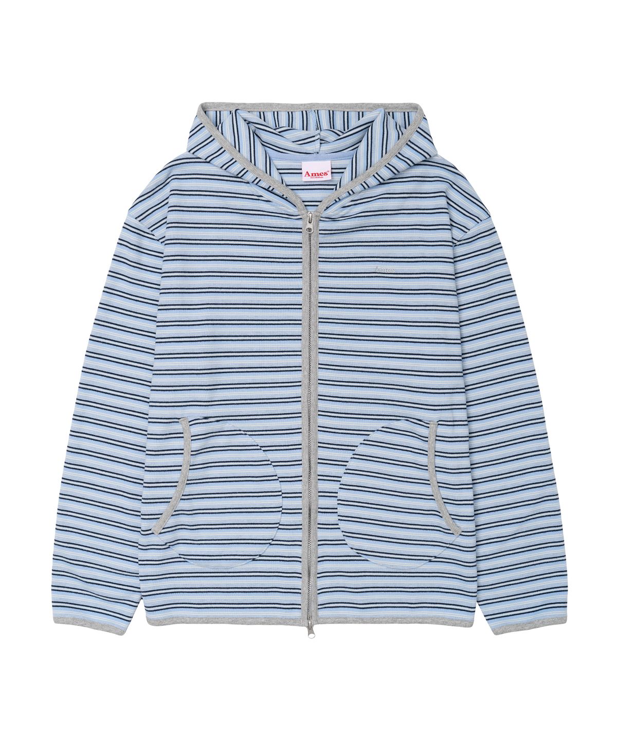 아메스 월드와이드(AMES-WORLDWIDE) STRIPE SOFT HOODIE ZIP-UP BLUE