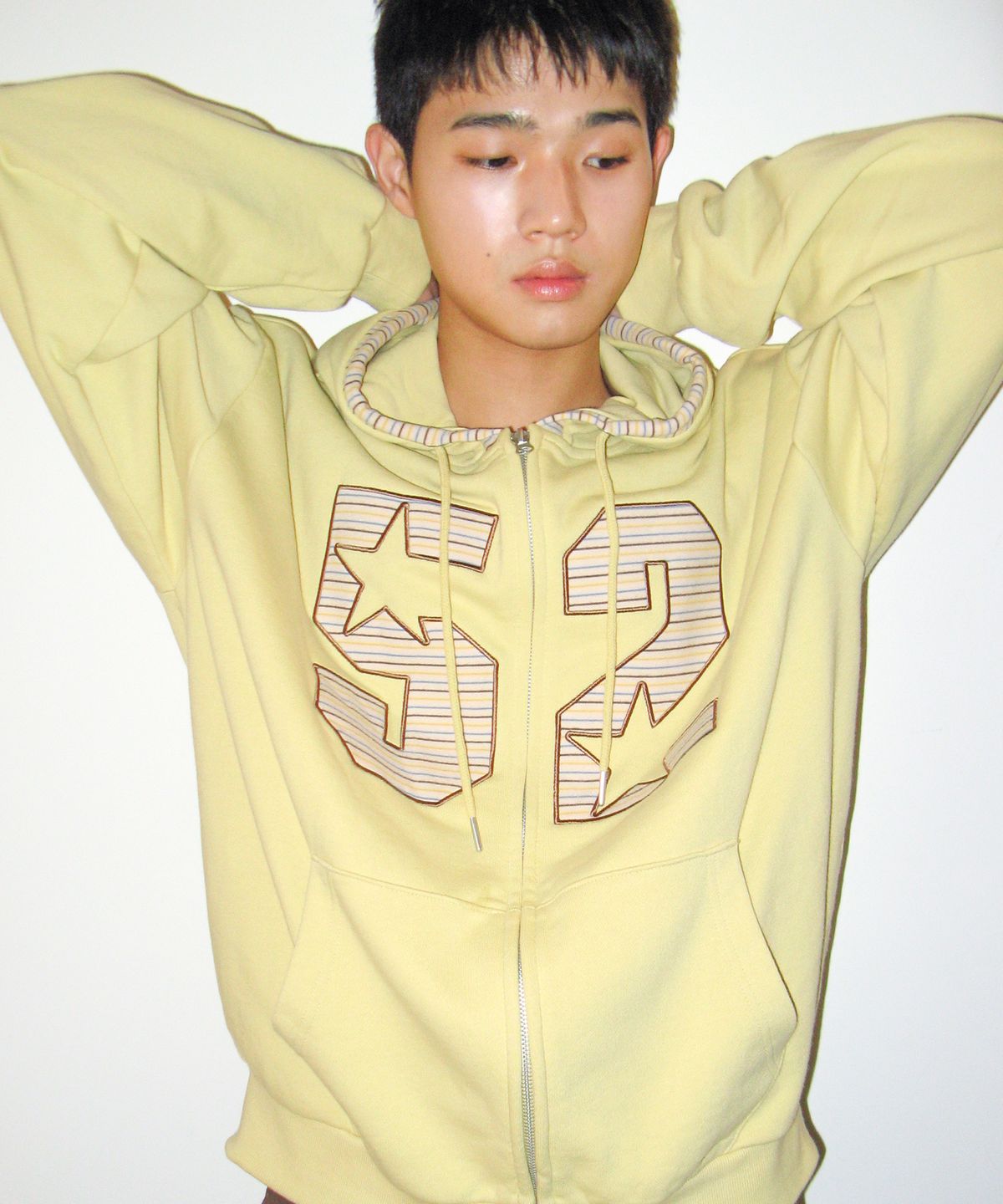 아메스 월드와이드(AMES-WORLDWIDE) 52 STRIPE APPLIQUE HOODIE ZIP-UP YELLOW
