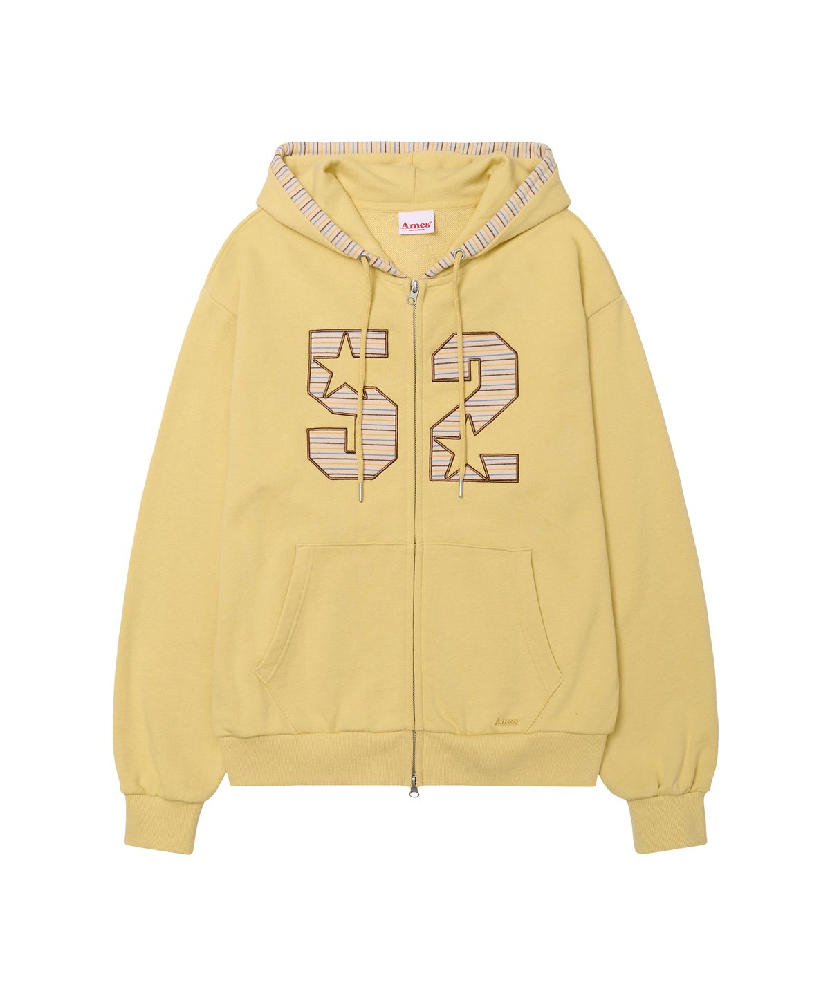 아메스 월드와이드(AMES-WORLDWIDE) 52 STRIPE APPLIQUE HOODIE ZIP-UP YELLOW
