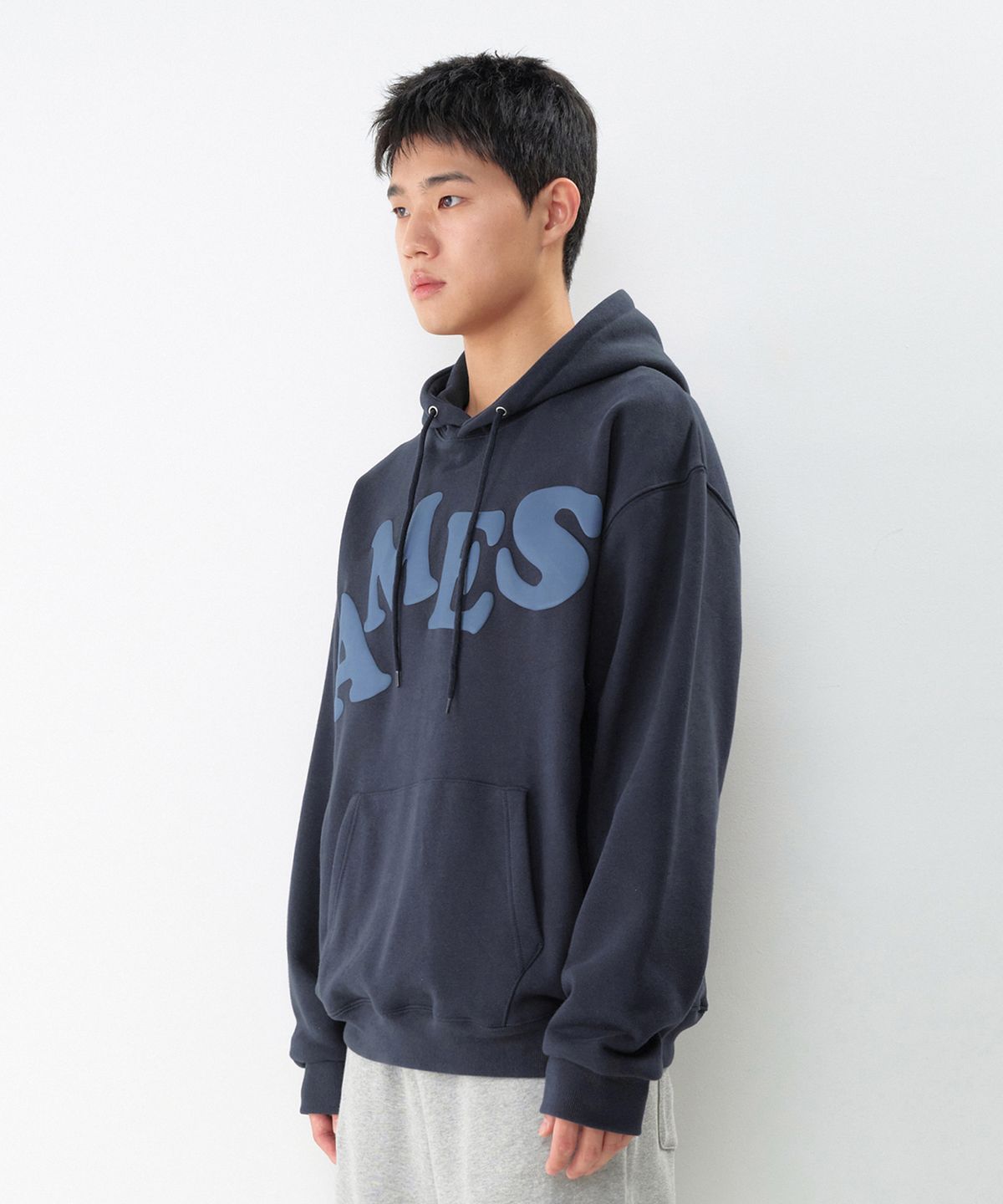 아메스 월드와이드(AMES-WORLDWIDE) BIG TYPO HOODIE NAVY