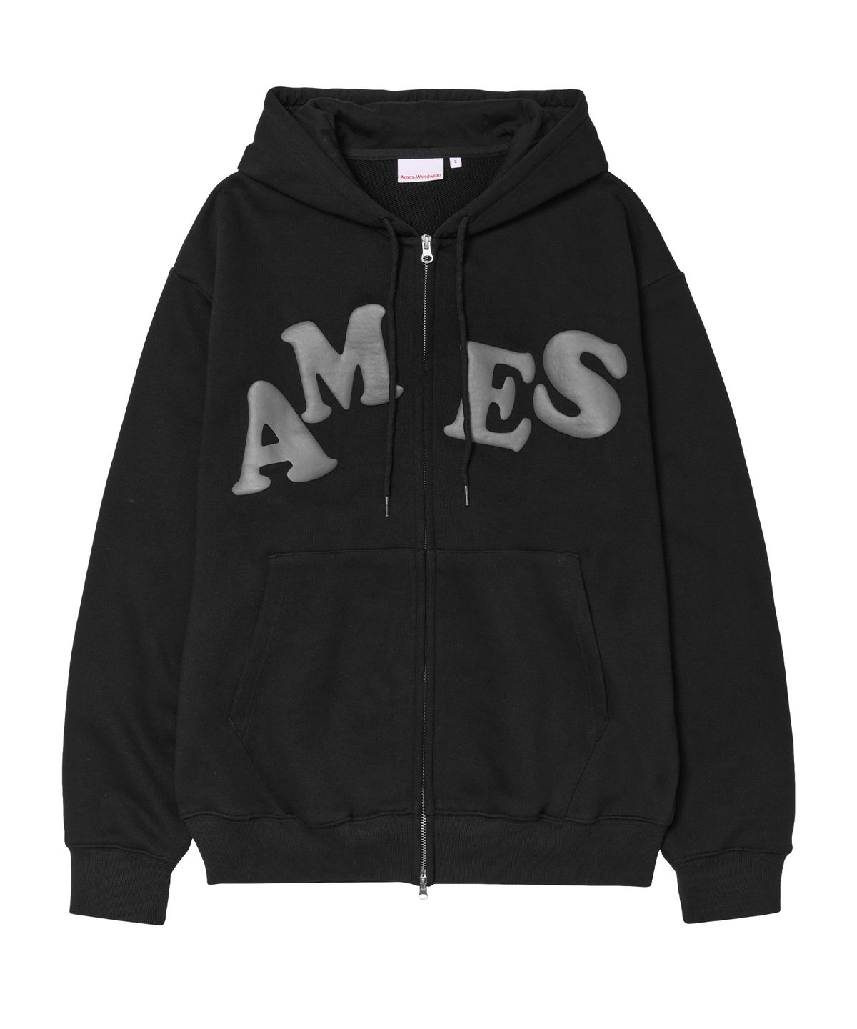 아메스 월드와이드(AMES-WORLDWIDE) BIG TYPO HOODIE ZIP UP BLACK