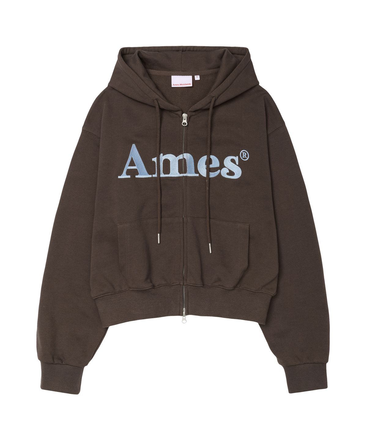 아메스 월드와이드(AMES-WORLDWIDE) BASIC LOGO HOODIE ZIP UP BROWN