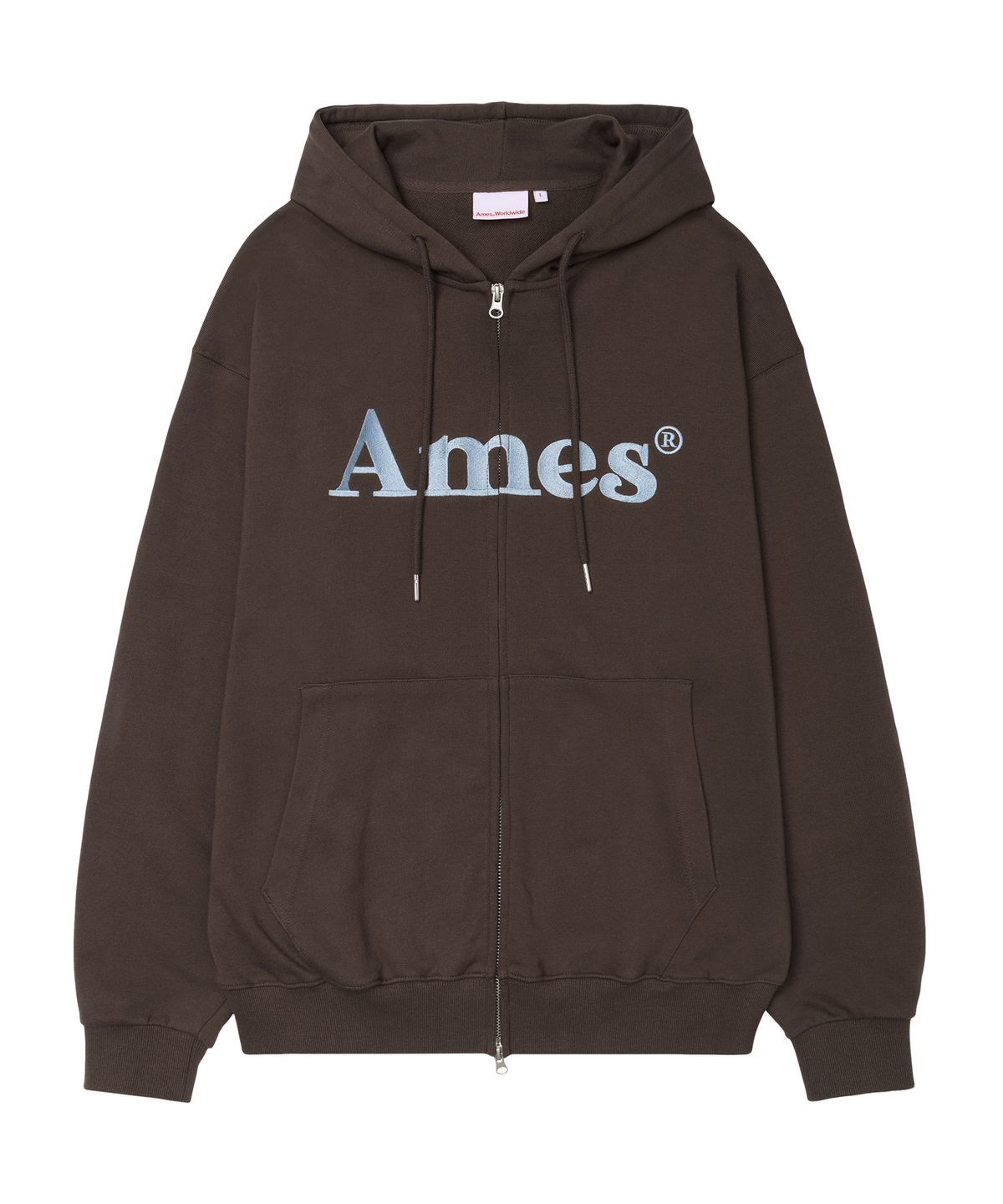 아메스 월드와이드(AMES-WORLDWIDE) BASIC LOGO HOODIE ZIP UP BROWN