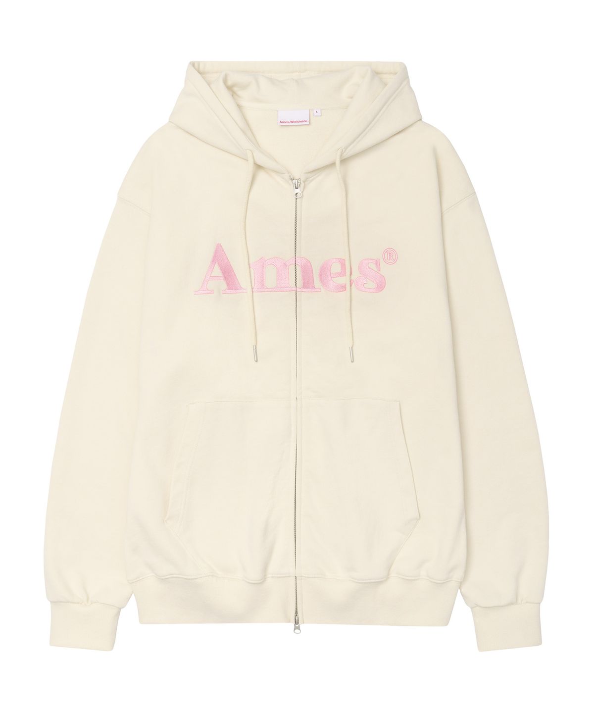 아메스 월드와이드(AMES-WORLDWIDE) BASIC LOGO HOODIE ZIP UP VINTAGE CREAM