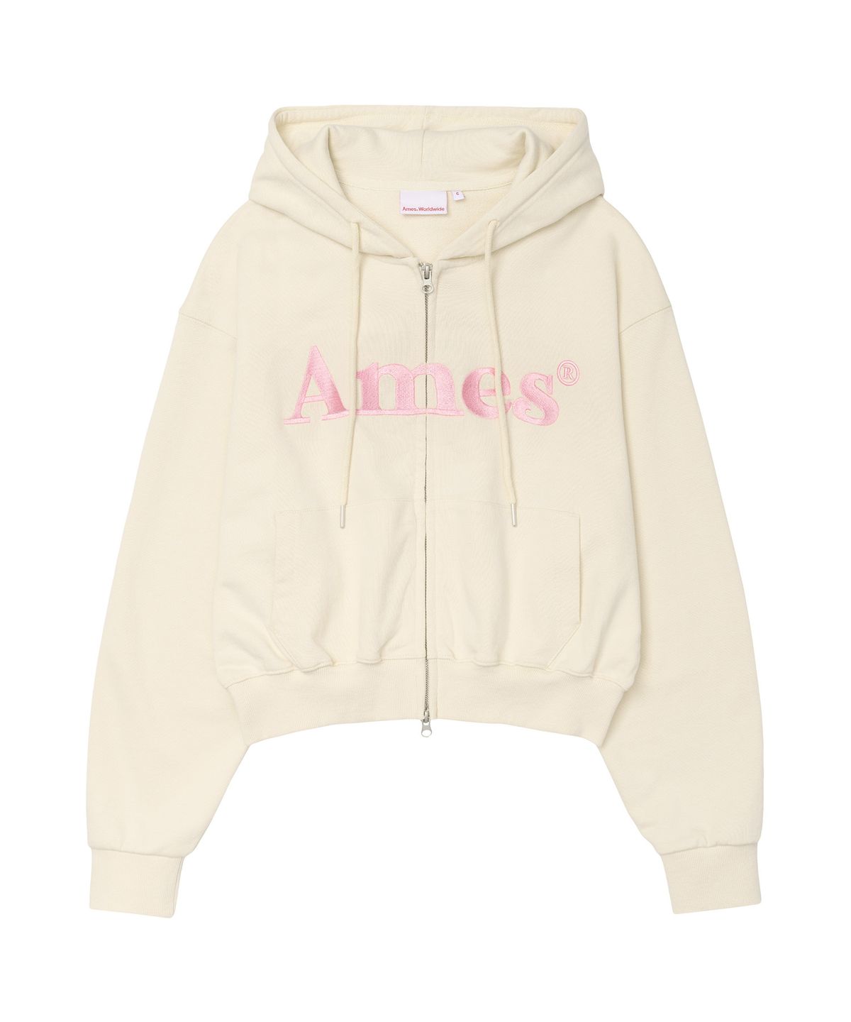 아메스 월드와이드(AMES-WORLDWIDE) BASIC LOGO HOODIE ZIP UP VINTAGE CREAM