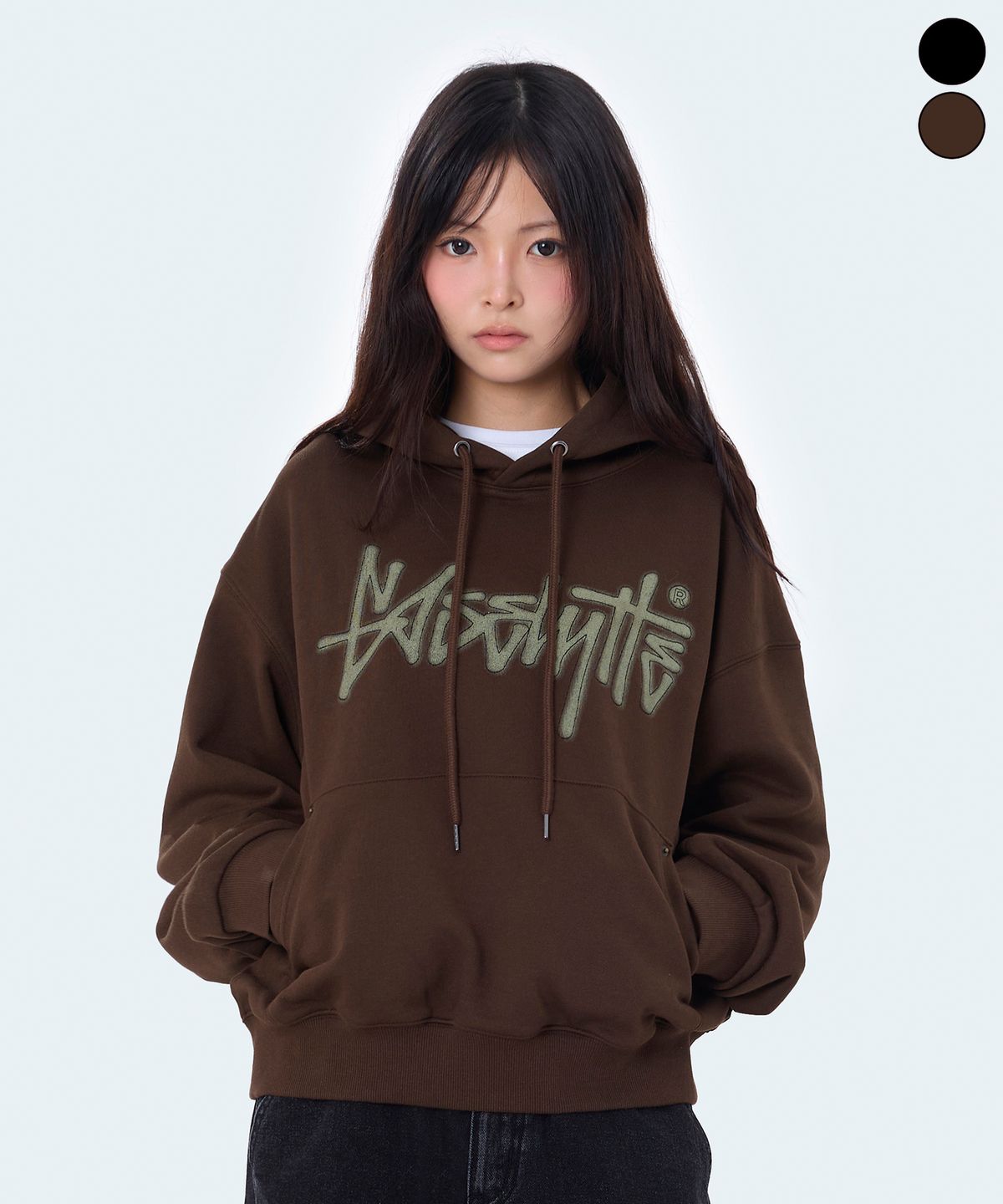 요세미티(YOSEMITE) 블러리 로고 세미크롭 후드티 2Color YHT-4Y07