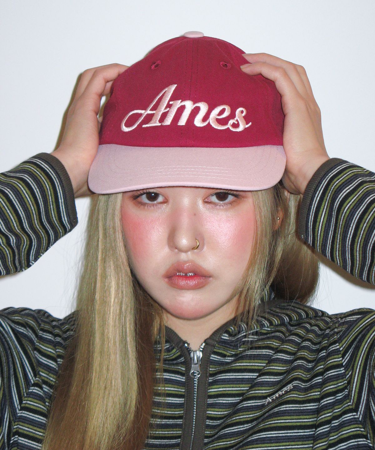 아메스 월드와이드(AMES-WORLDWIDE) STANDARD LOGO BALL CAP DEEP PINK