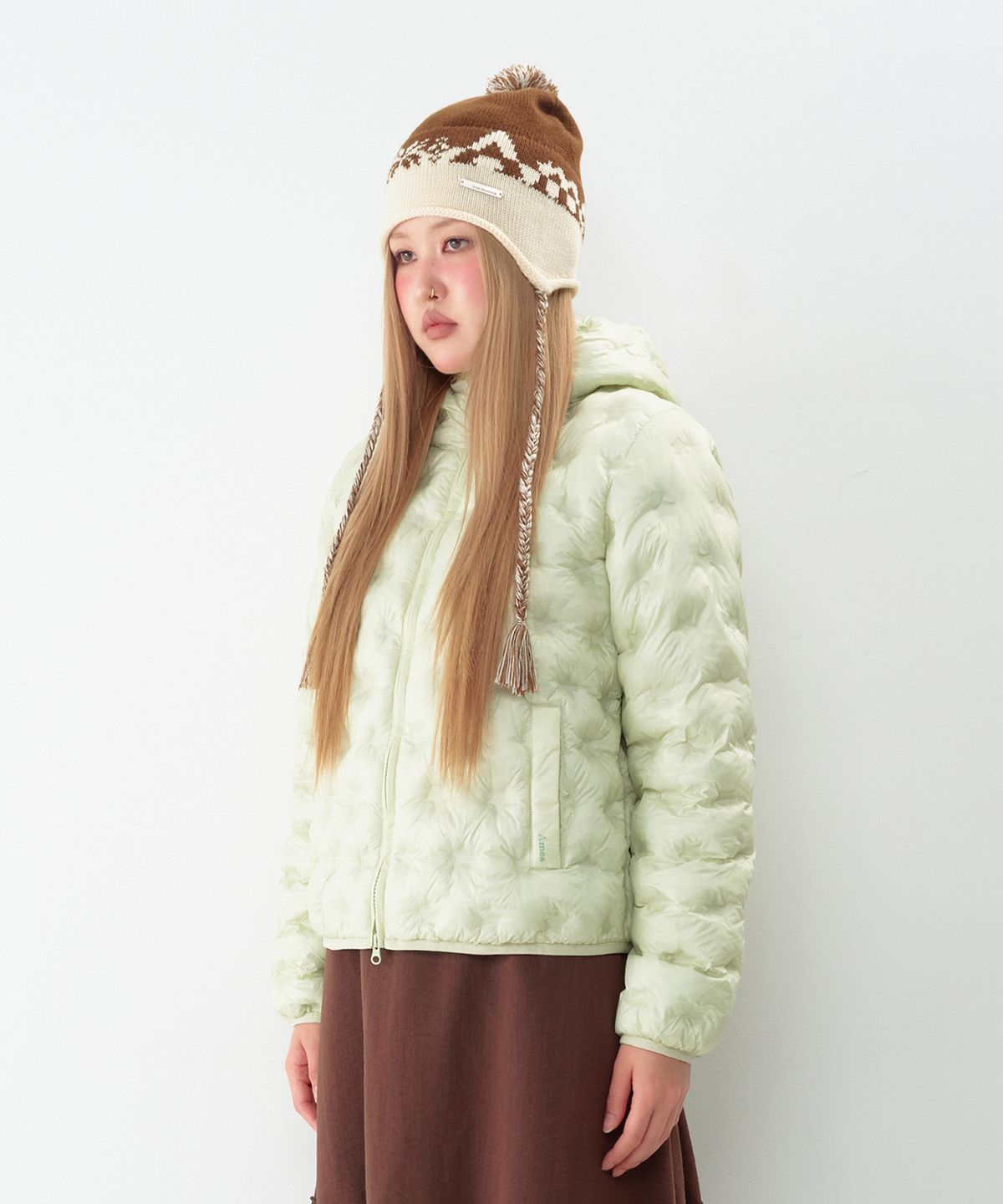 아메스 월드와이드(AMES-WORLDWIDE) STAR LIGHTWEIGHT HOODED PADDING MINT