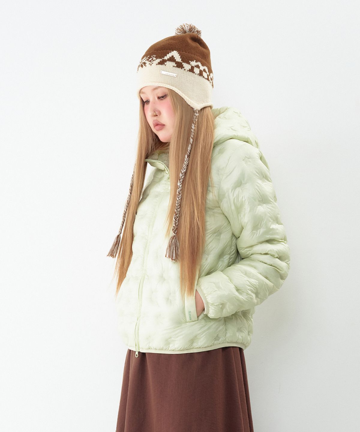 아메스 월드와이드(AMES-WORLDWIDE) STAR LIGHTWEIGHT HOODED PADDING MINT