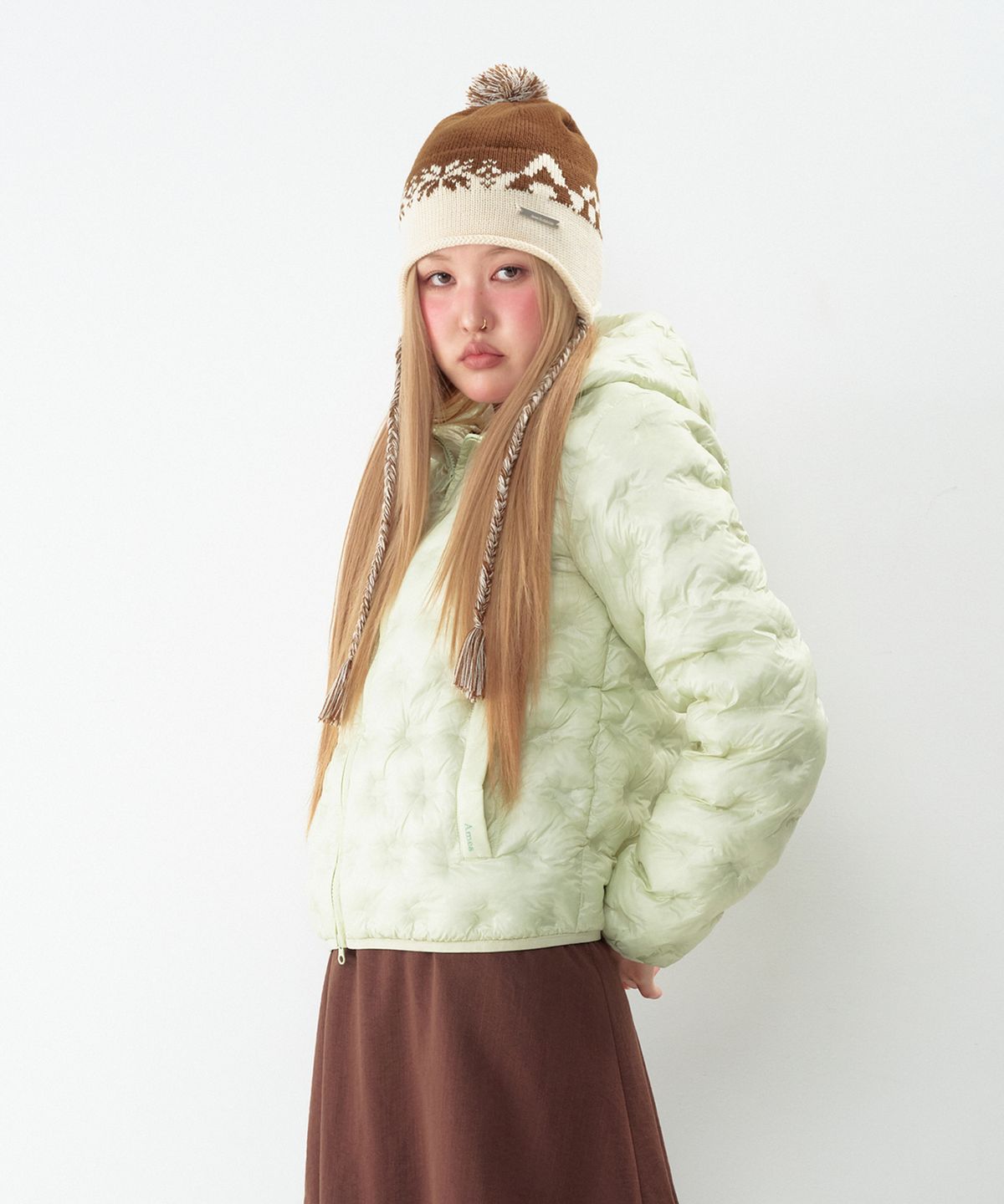 아메스 월드와이드(AMES-WORLDWIDE) STAR LIGHTWEIGHT HOODED PADDING MINT