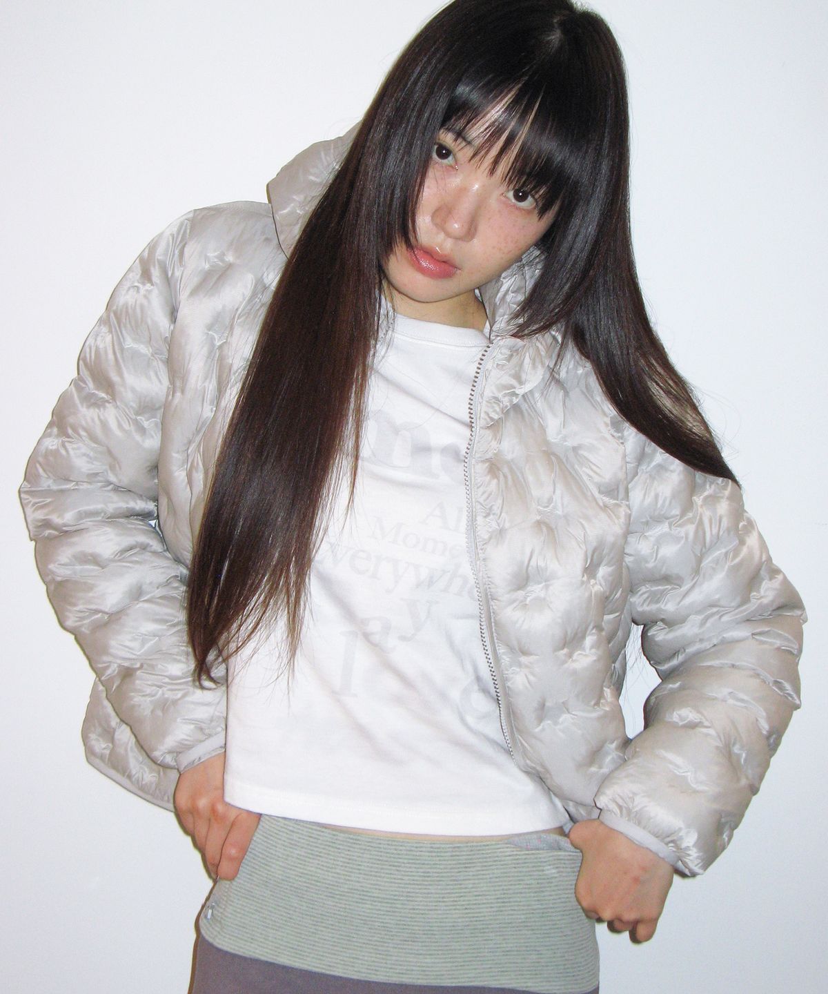 아메스 월드와이드(AMES-WORLDWIDE) STAR LIGHTWEIGHT HOODED PADDING LIGHT GREY