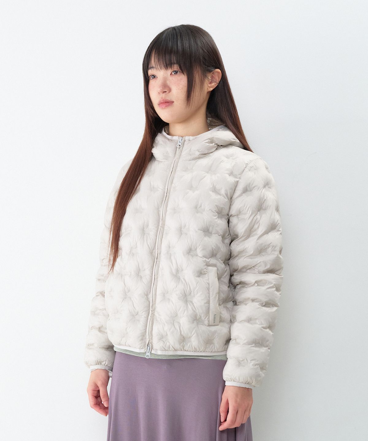아메스 월드와이드(AMES-WORLDWIDE) STAR LIGHTWEIGHT HOODED PADDING LIGHT GREY
