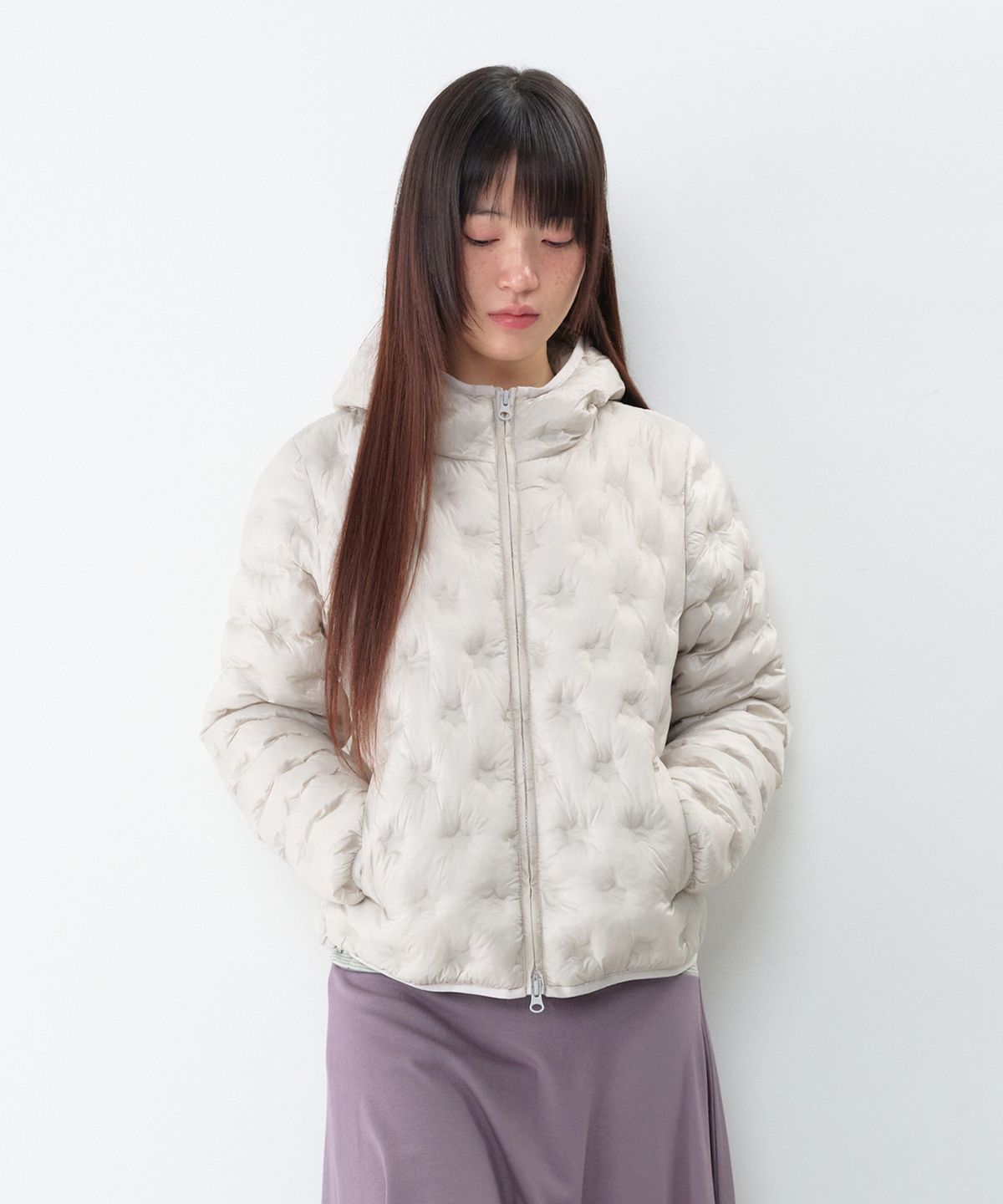 아메스 월드와이드(AMES-WORLDWIDE) STAR LIGHTWEIGHT HOODED PADDING LIGHT GREY