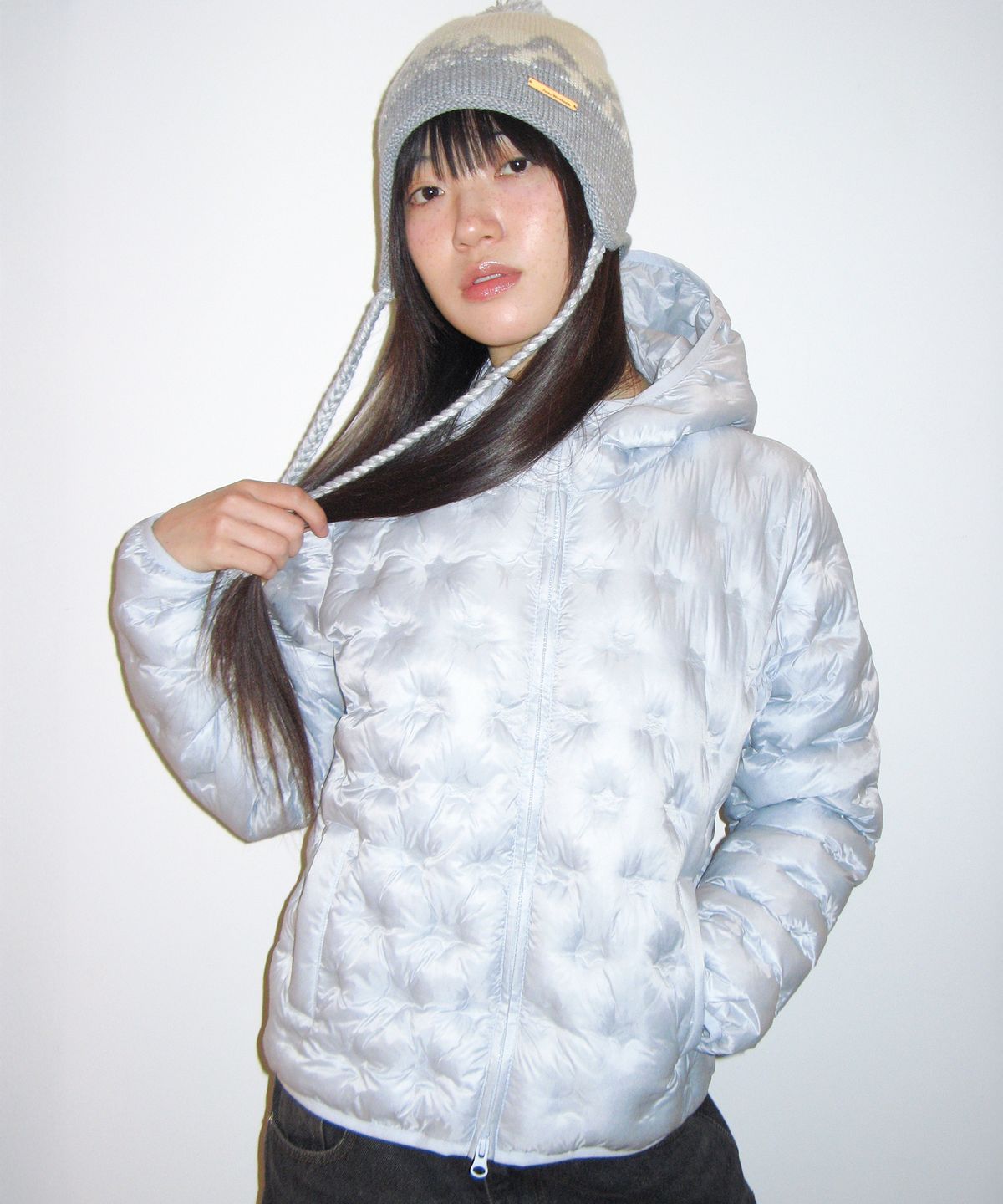 아메스 월드와이드(AMES-WORLDWIDE) STAR LIGHTWEIGHT HOODED PADDING LIGHT BLUE