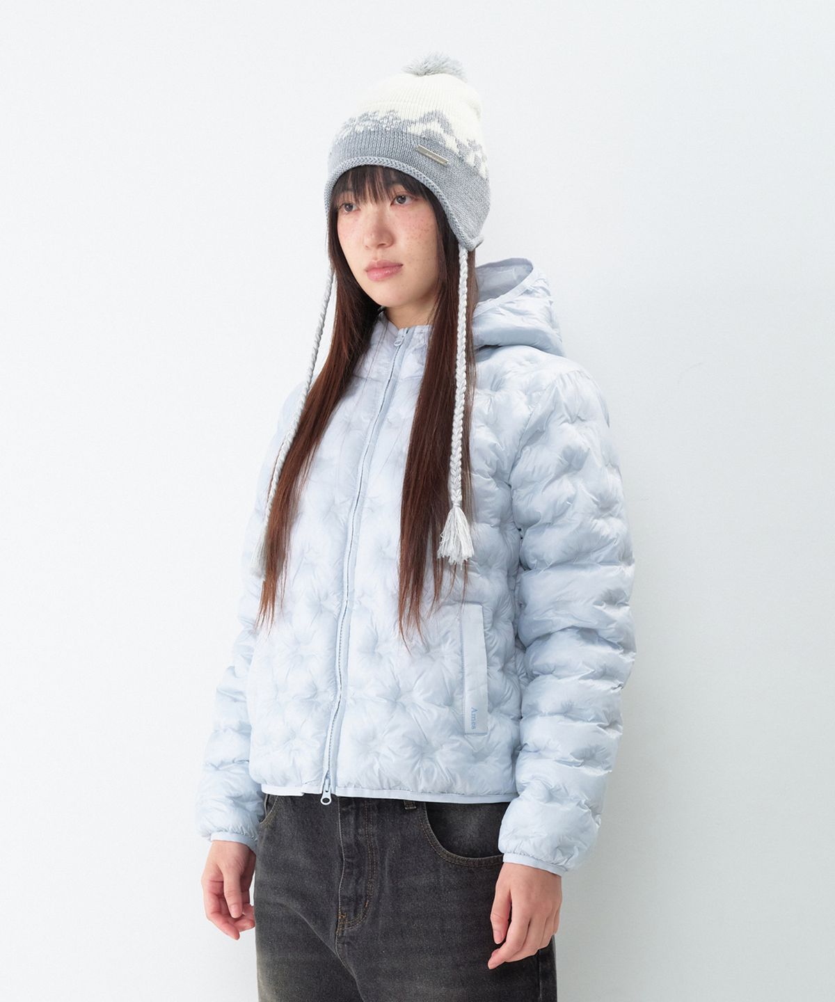 아메스 월드와이드(AMES-WORLDWIDE) STAR LIGHTWEIGHT HOODED PADDING LIGHT BLUE