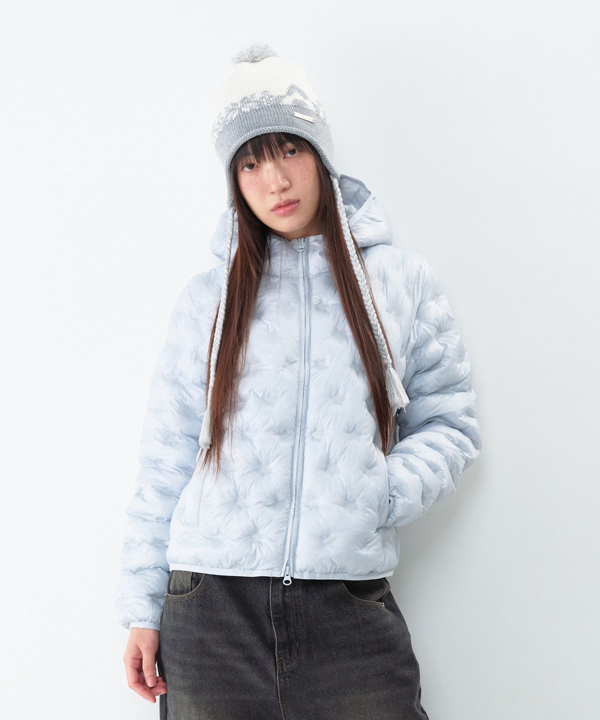 아메스 월드와이드(AMES-WORLDWIDE) STAR LIGHTWEIGHT HOODED PADDING LIGHT BLUE