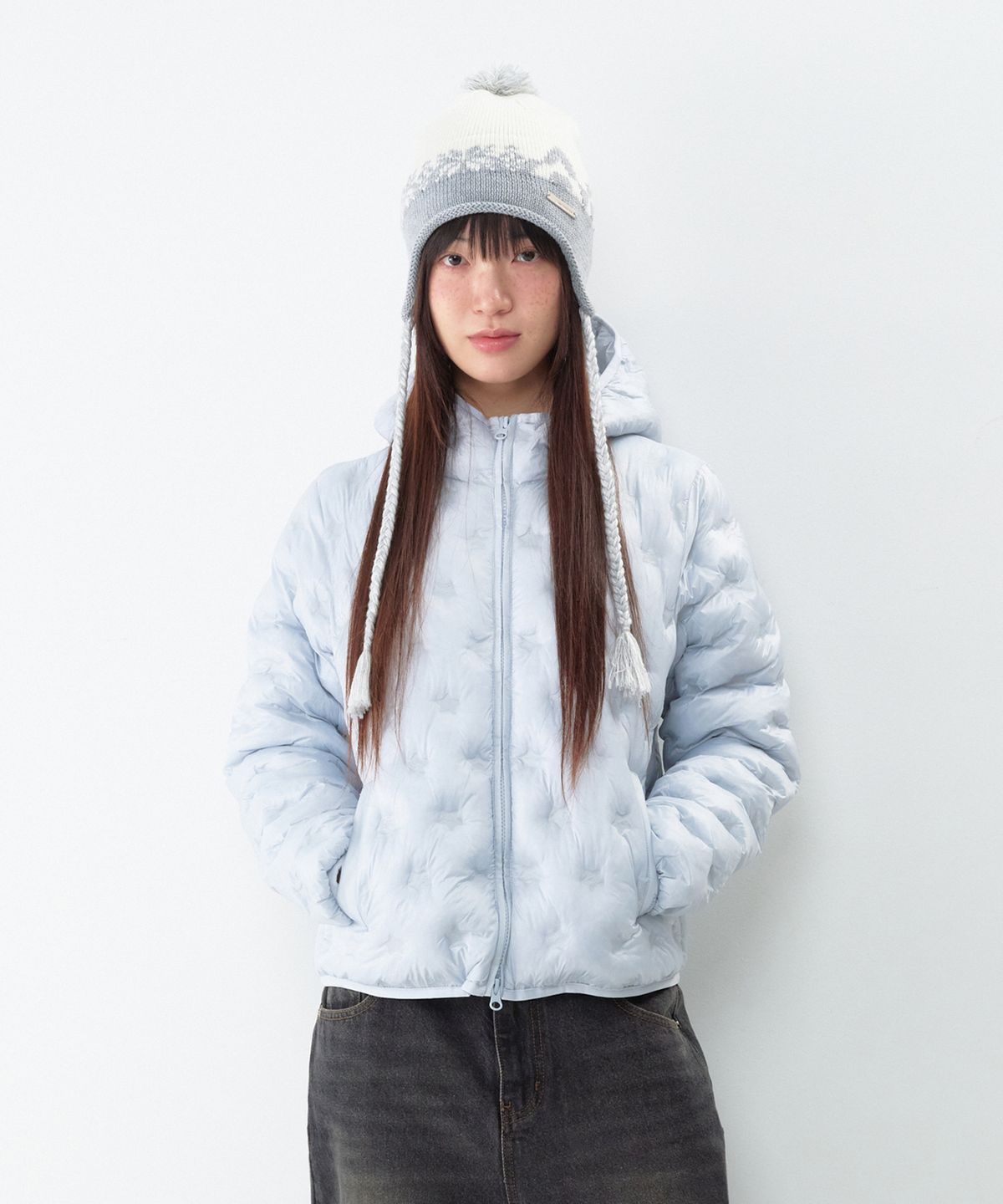 아메스 월드와이드(AMES-WORLDWIDE) STAR LIGHTWEIGHT HOODED PADDING LIGHT BLUE