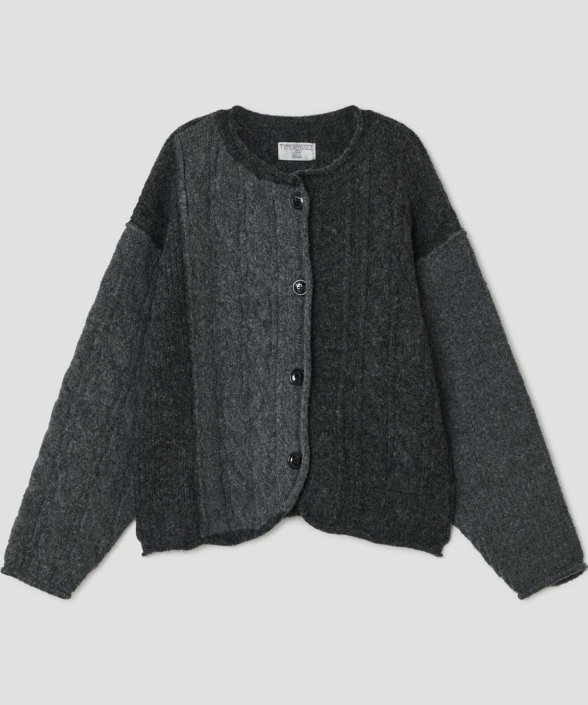 타입서비스(TYPESERVICE) Rolled Edge Cable Cardigan [Gray]
