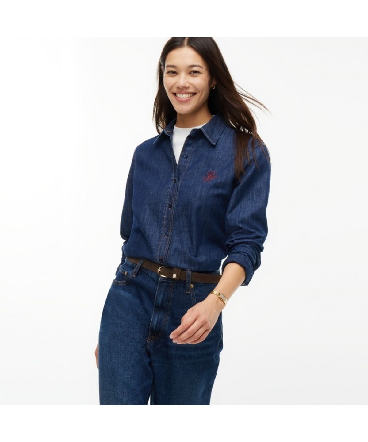 타미힐피거(TOMMY HILFIGER) 릴랙스 핏 베이직 인디고 데님 셔츠 (T22G7WSH052WT11BN)