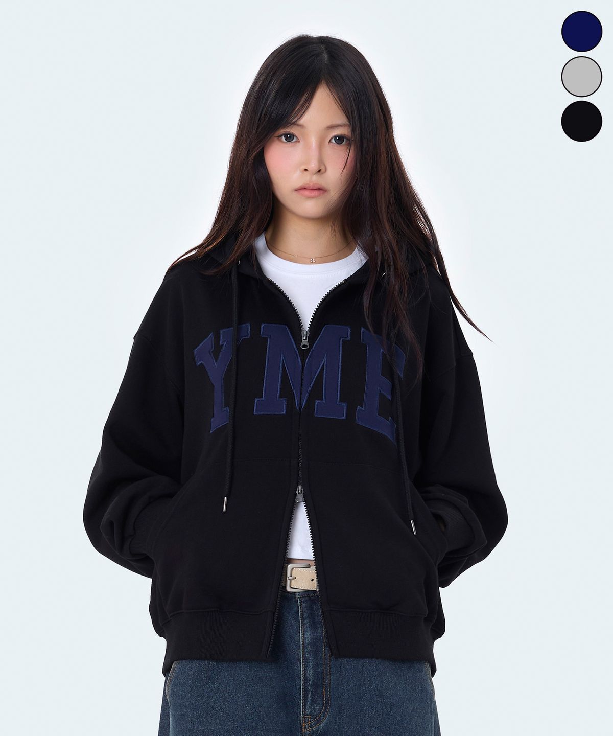 요세미티(YOSEMITE) YMT 로고 자수 세미크롭 후드집업 3Color YHZ-2Y05