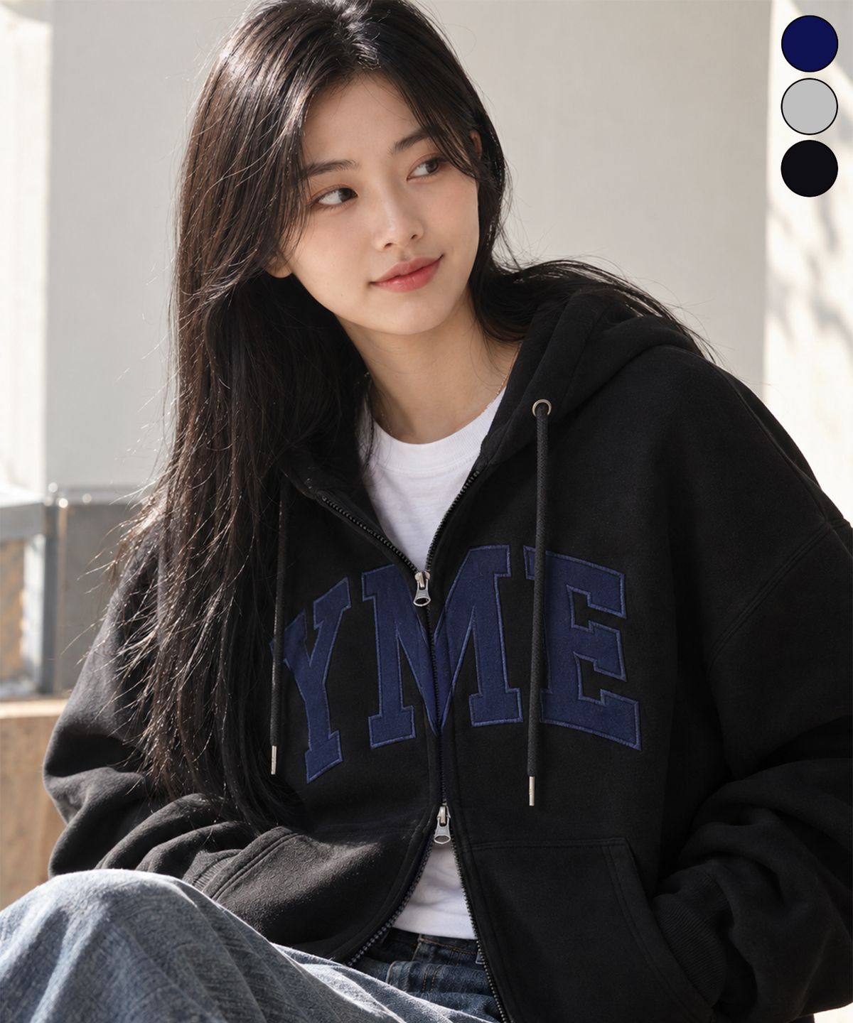 요세미티(YOSEMITE) YMT 로고 자수 세미크롭 후드집업 3Color YHZ-2Y05