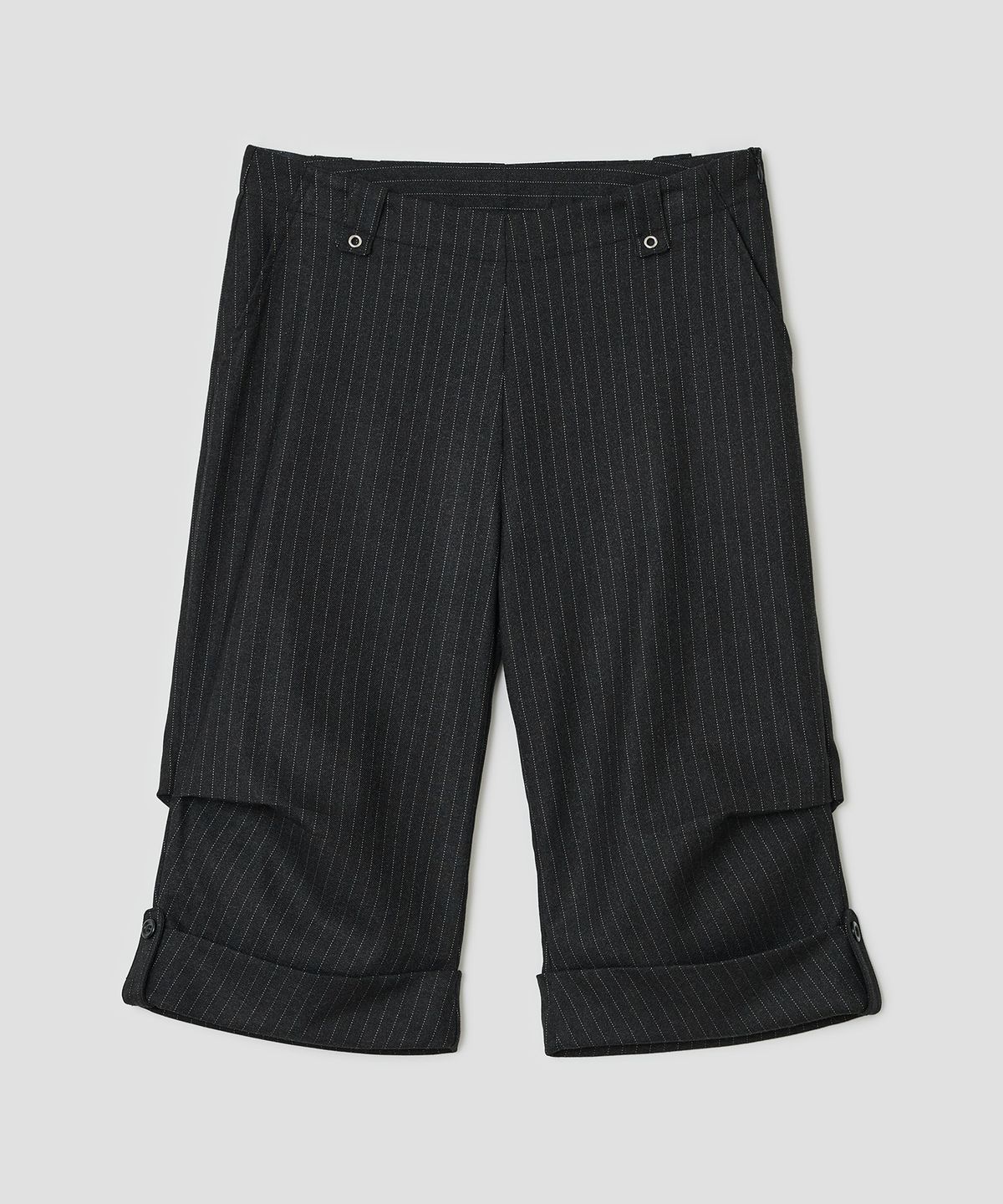타입서비스(TYPESERVICE) Pinstripe Roll Up Pants [Black]