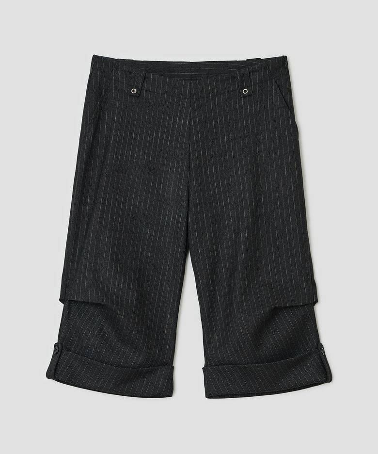 Pinstripe Roll Up Pants [Black]