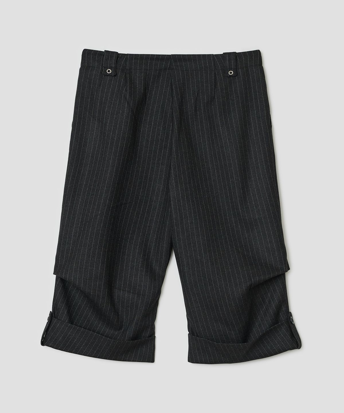 타입서비스(TYPESERVICE) Pinstripe Roll Up Pants [Black]