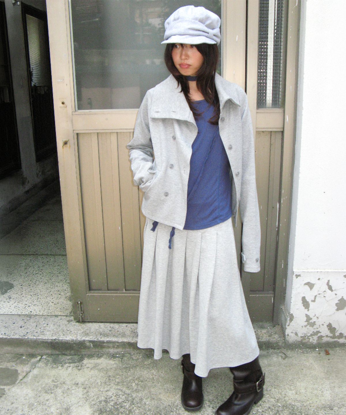 론론(RONRON) UNBALANCE DOUBLE JACKET GREY