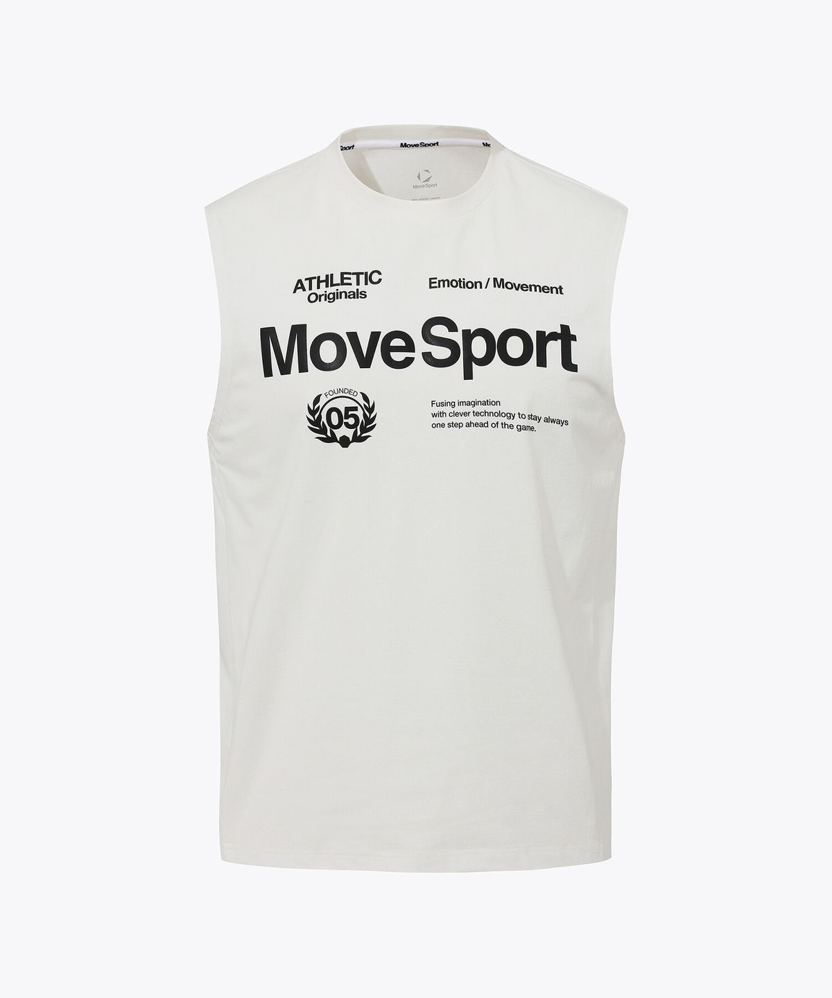 무브스포츠 바이 데상트(MOVESPORT BY DESCENTE) 워딩 그래픽 슬리브리스 화이트 VS121EST11