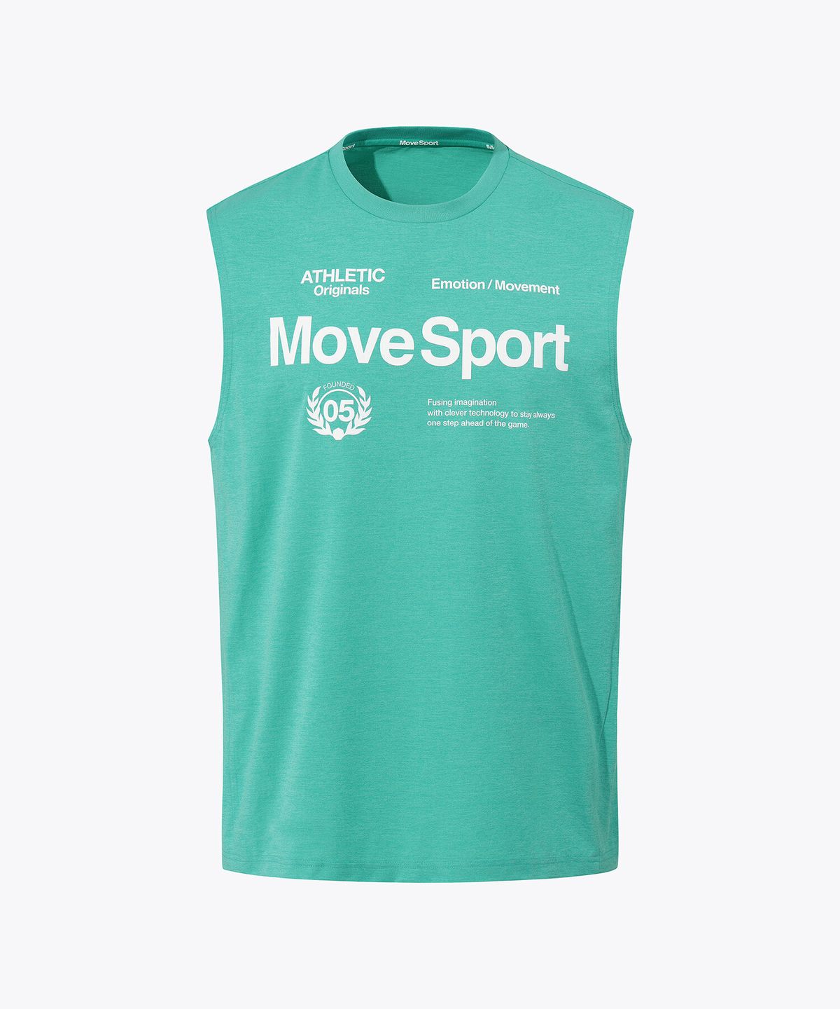무브스포츠 바이 데상트(MOVESPORT BY DESCENTE) 워딩 그래픽 슬리브리스 민트 VS121EST11