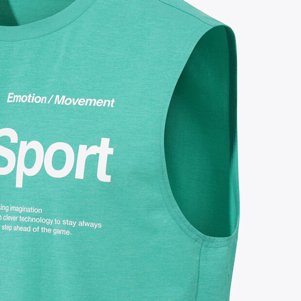 무브스포츠 바이 데상트(MOVESPORT BY DESCENTE) 워딩 그래픽 슬리브리스 민트 VS121EST11