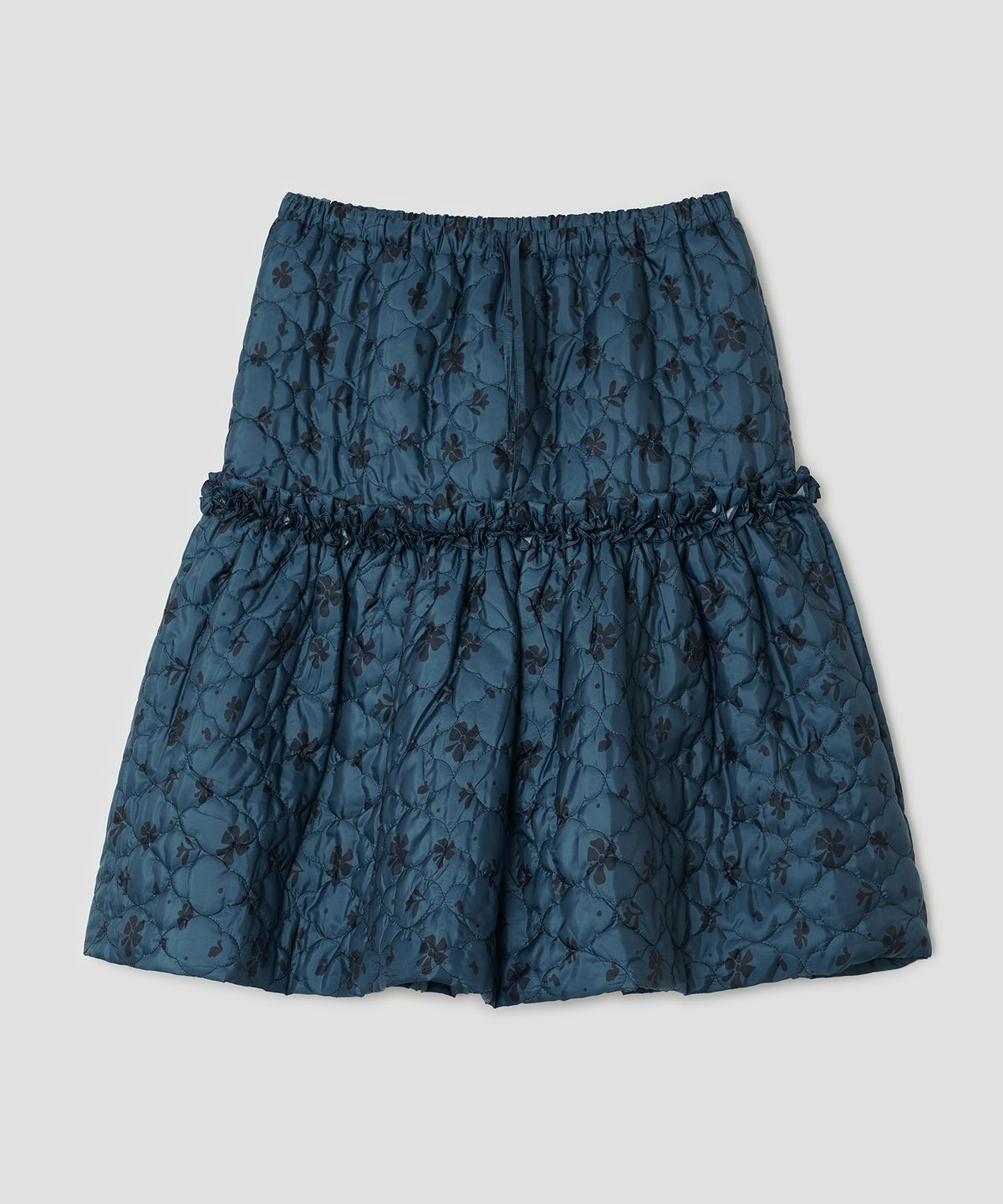 타입서비스(TYPESERVICE) Mixed Bloom Quilted Ruffled Skirt [Blue]