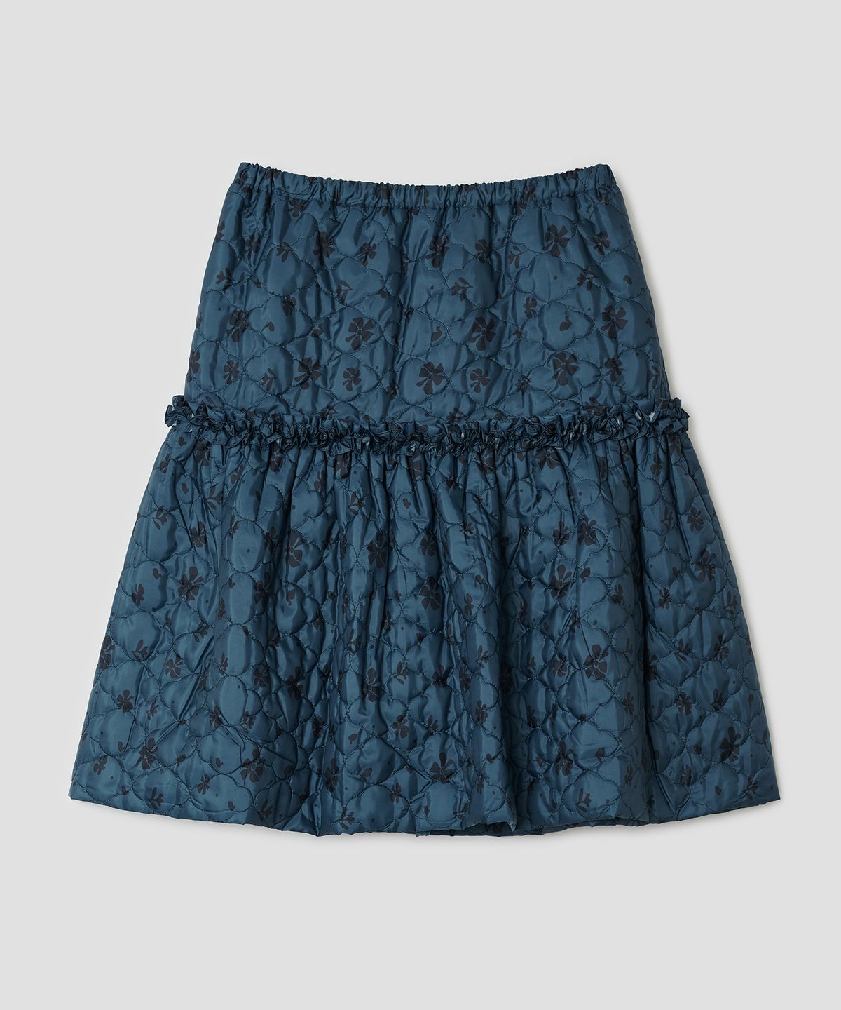 타입서비스(TYPESERVICE) Mixed Bloom Quilted Ruffled Skirt [Blue]