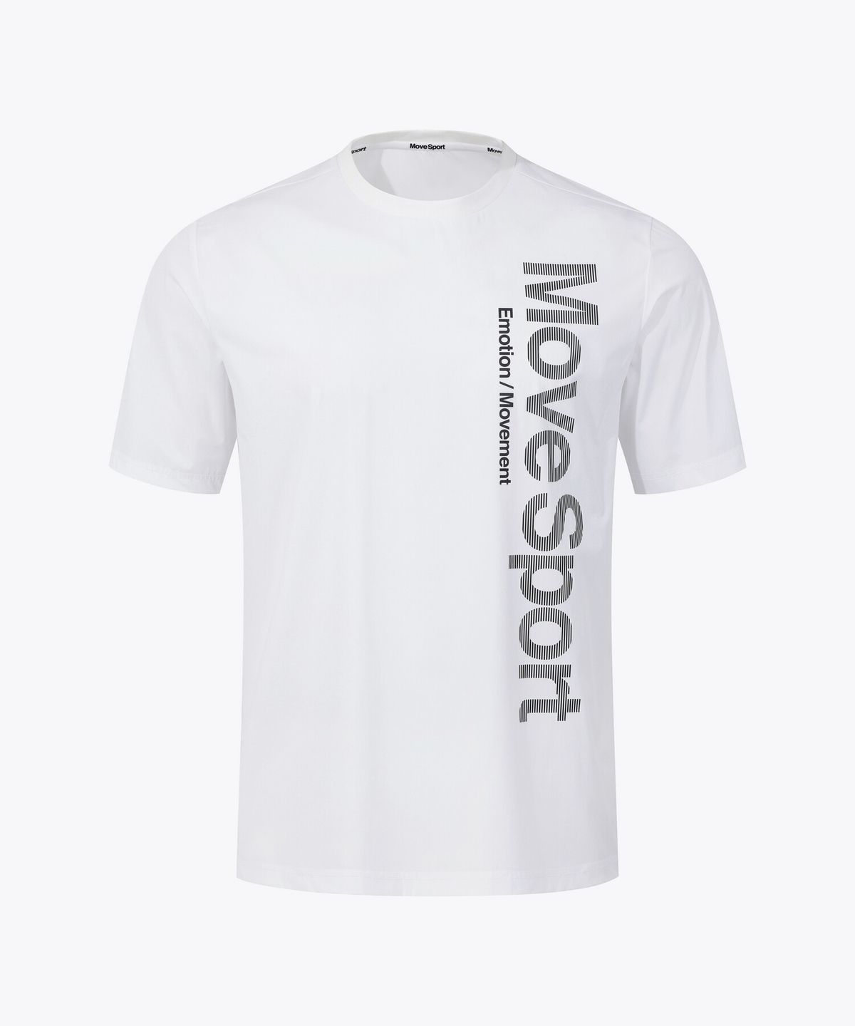 무브스포츠 바이 데상트(MOVESPORT BY DESCENTE) 워딩 그래픽 우븐 반팔 티셔츠 화이트 VS123ETS12