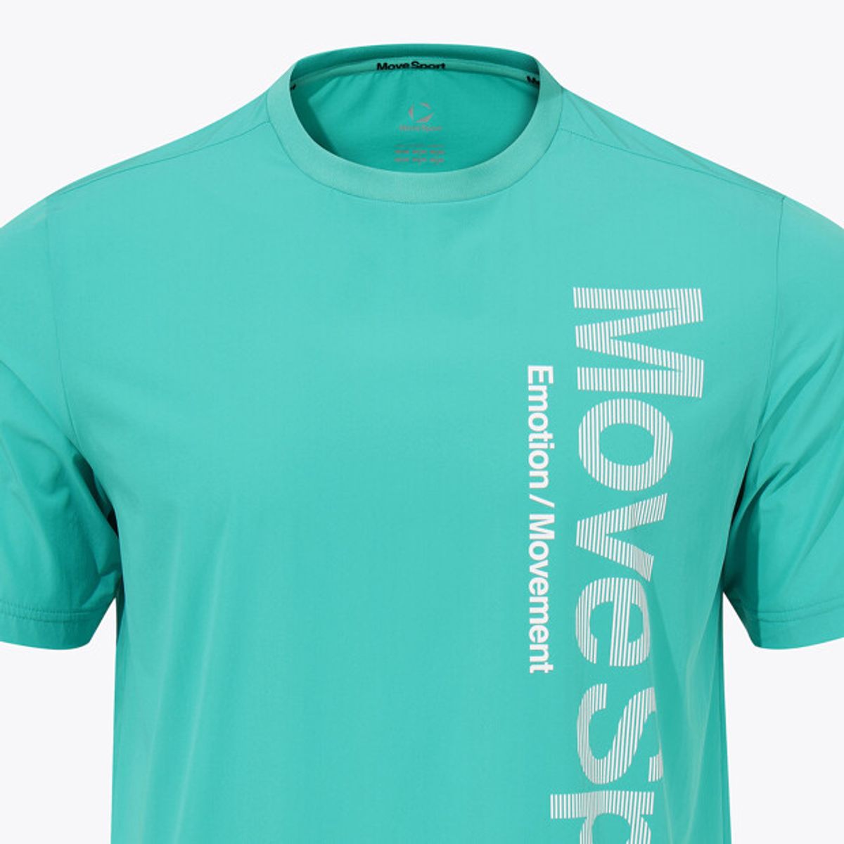 무브스포츠 바이 데상트(MOVESPORT BY DESCENTE) 워딩 그래픽 우븐 반팔 티셔츠 민트 VS123ETS12