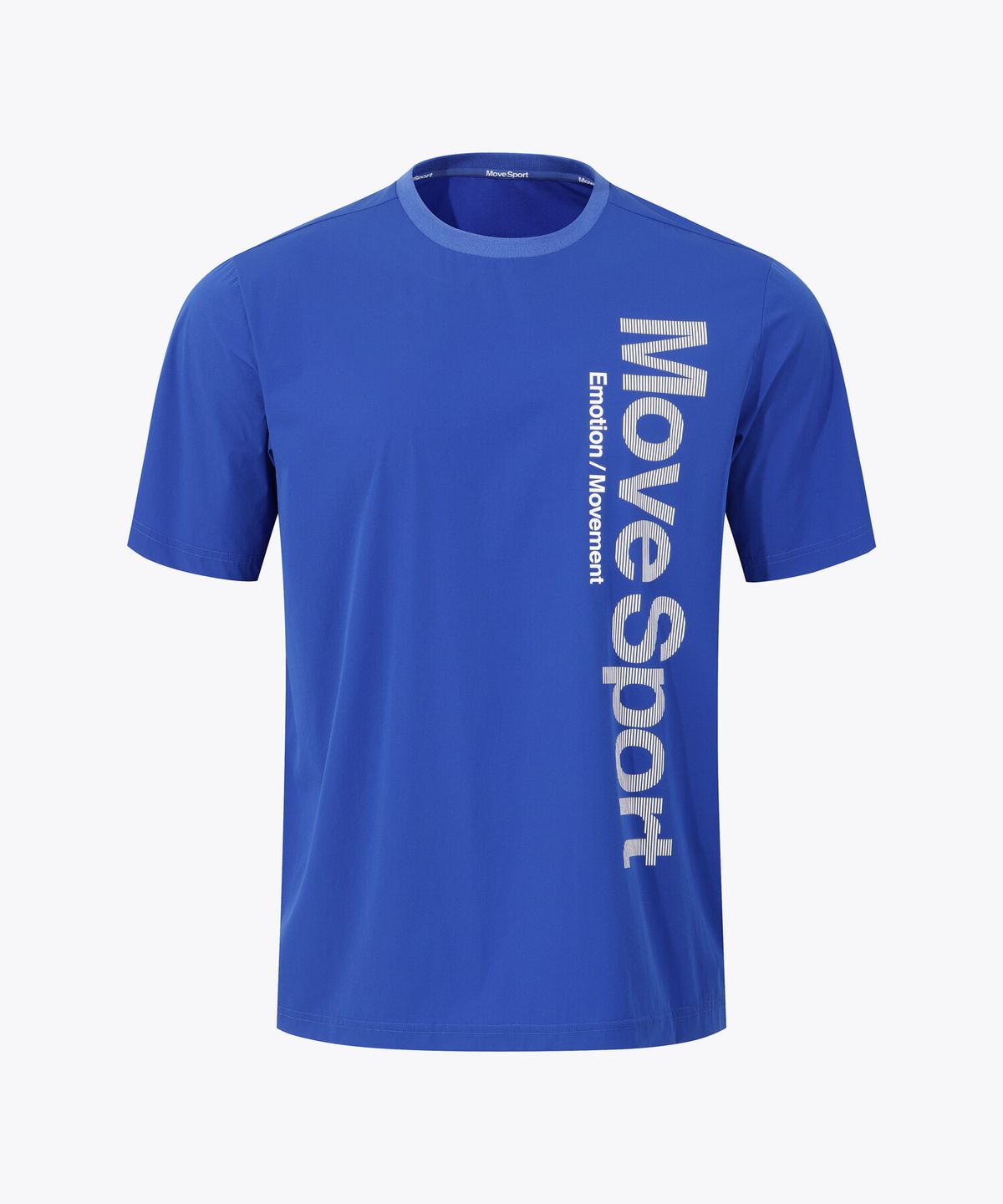무브스포츠 바이 데상트(MOVESPORT BY DESCENTE) 워딩 그래픽 우븐 반팔 티셔츠 블루 VS123ETS12
