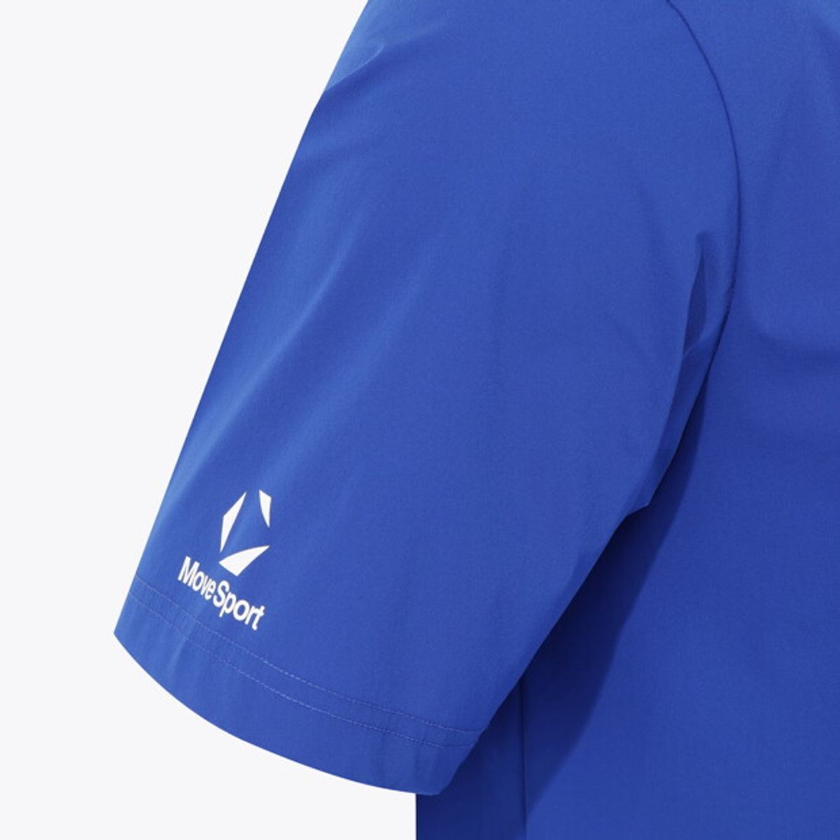 무브스포츠 바이 데상트(MOVESPORT BY DESCENTE) 워딩 그래픽 우븐 반팔 티셔츠 블루 VS123ETS12