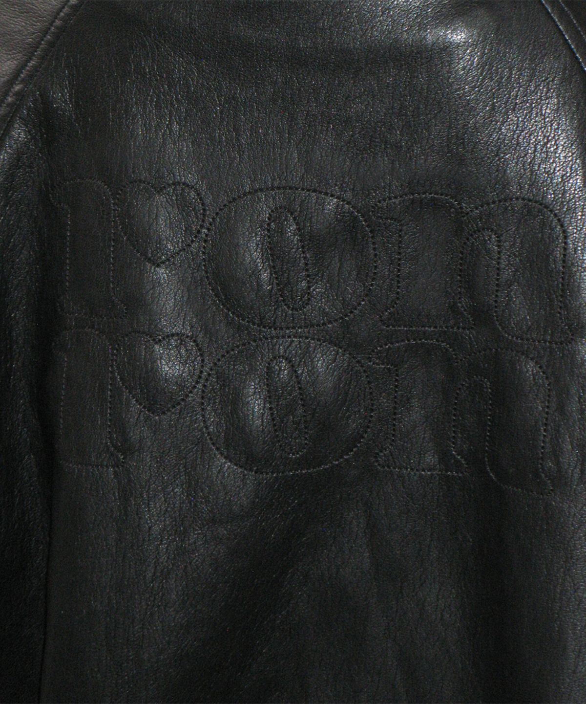 론론(RONRON) VEGAN LEATHER LOGO HOODIE ZIP UP BLACK